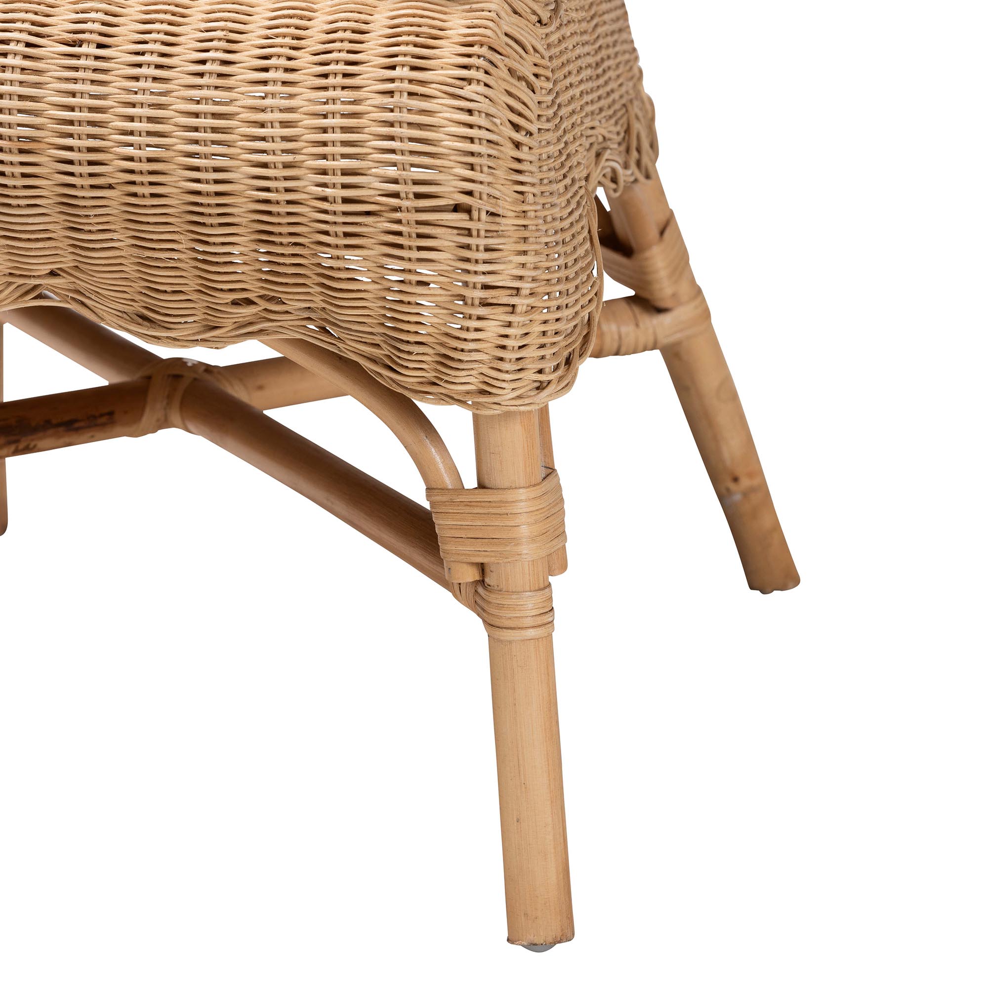 bali & pari Liam 5-Piece Natural Rattan Dining Set - Handwoven Wicker Dining Furniture with Cushioned Seats, Boho Coastal Kitchen or Dining Room Set