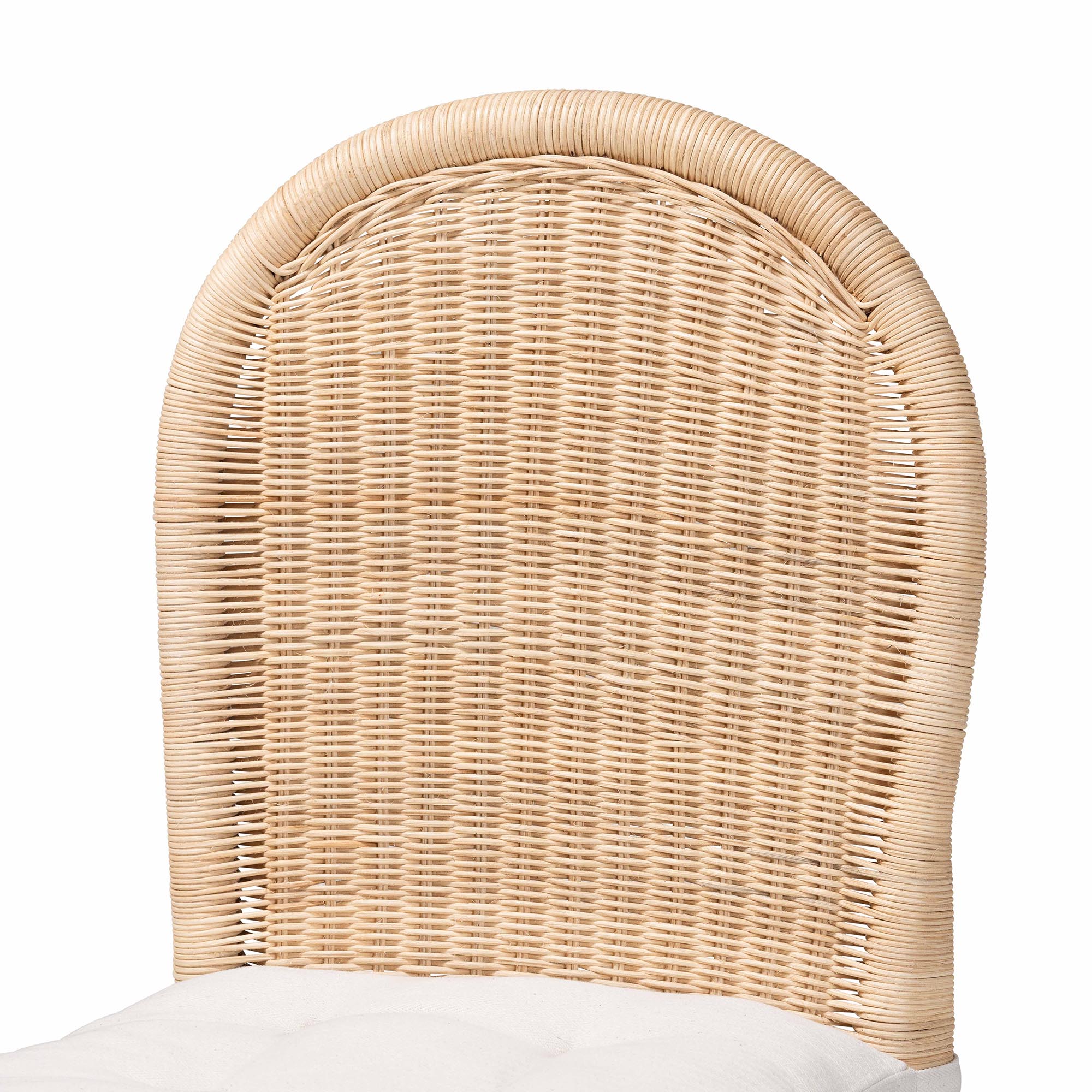 bali & pari Linda 5-Piece Natural Rattan Dining Set - Handwoven Wicker Dining Furniture with Cushioned Seats, Boho Coastal Kitchen or Dining Room Set