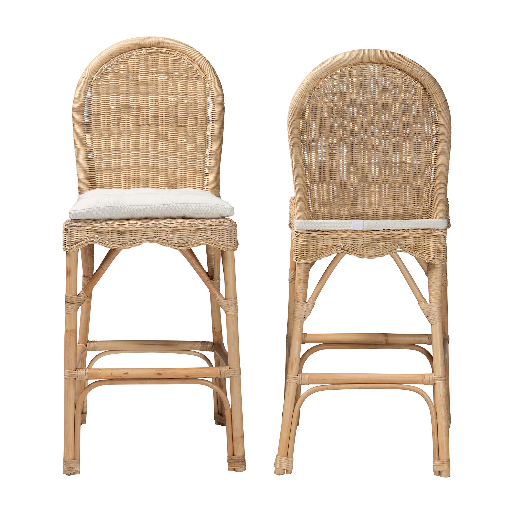 bali & pari Bilu Bohemian Natural Rattan 2-Piece Bar Stool Set