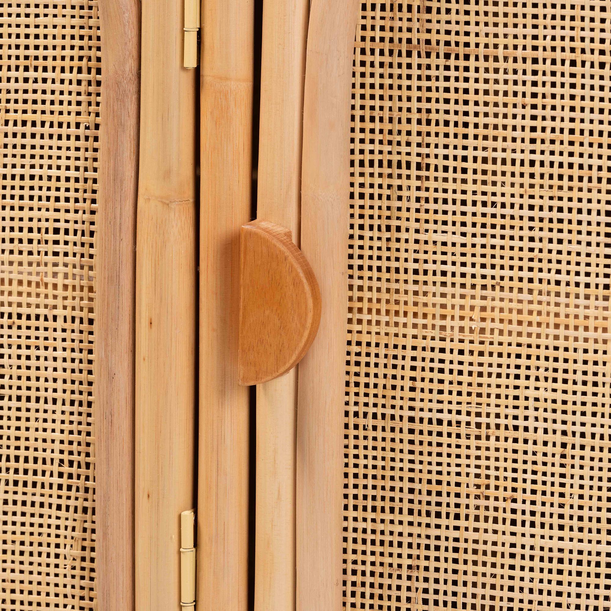 bali & pari Evania Bohemian Natural Rattan 3-Door Storage Cabinet