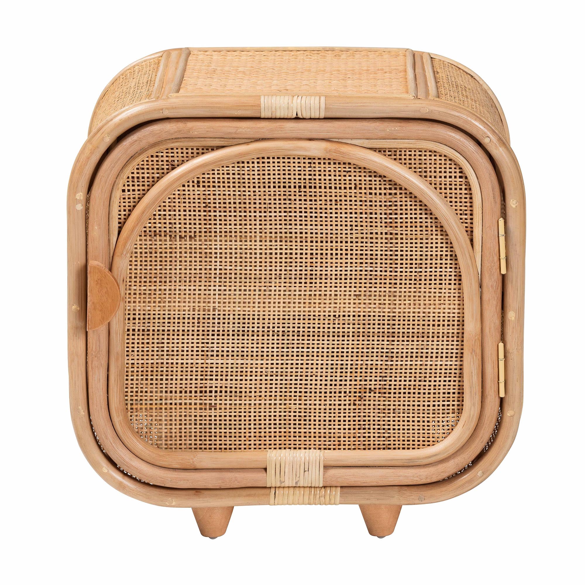 bali & pari Keita Bohemian Natural Rattan and Mahogany Wood Nightstand
