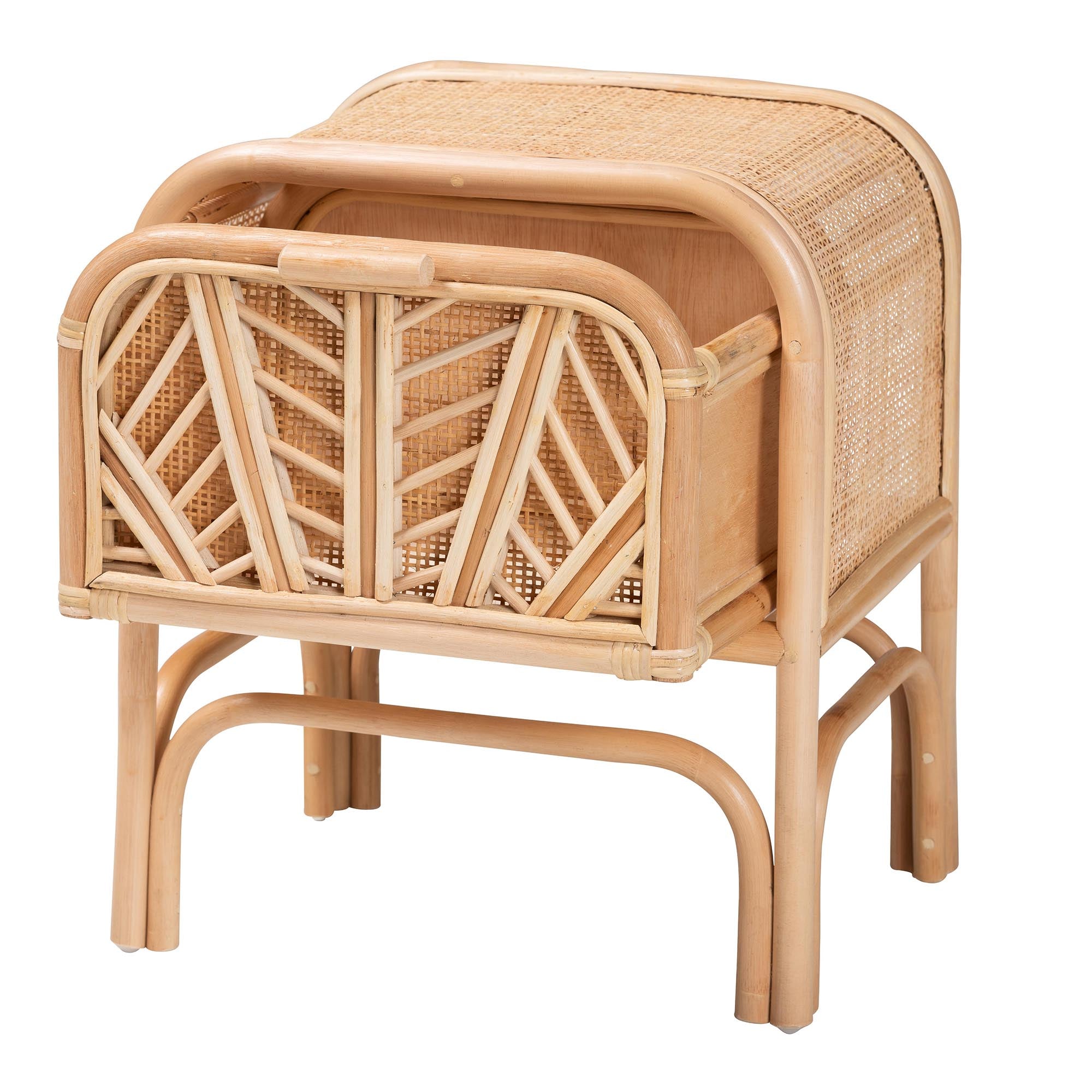 bali & pari Carabella Bohemian Natural Rattan 1-Drawer Nightstand