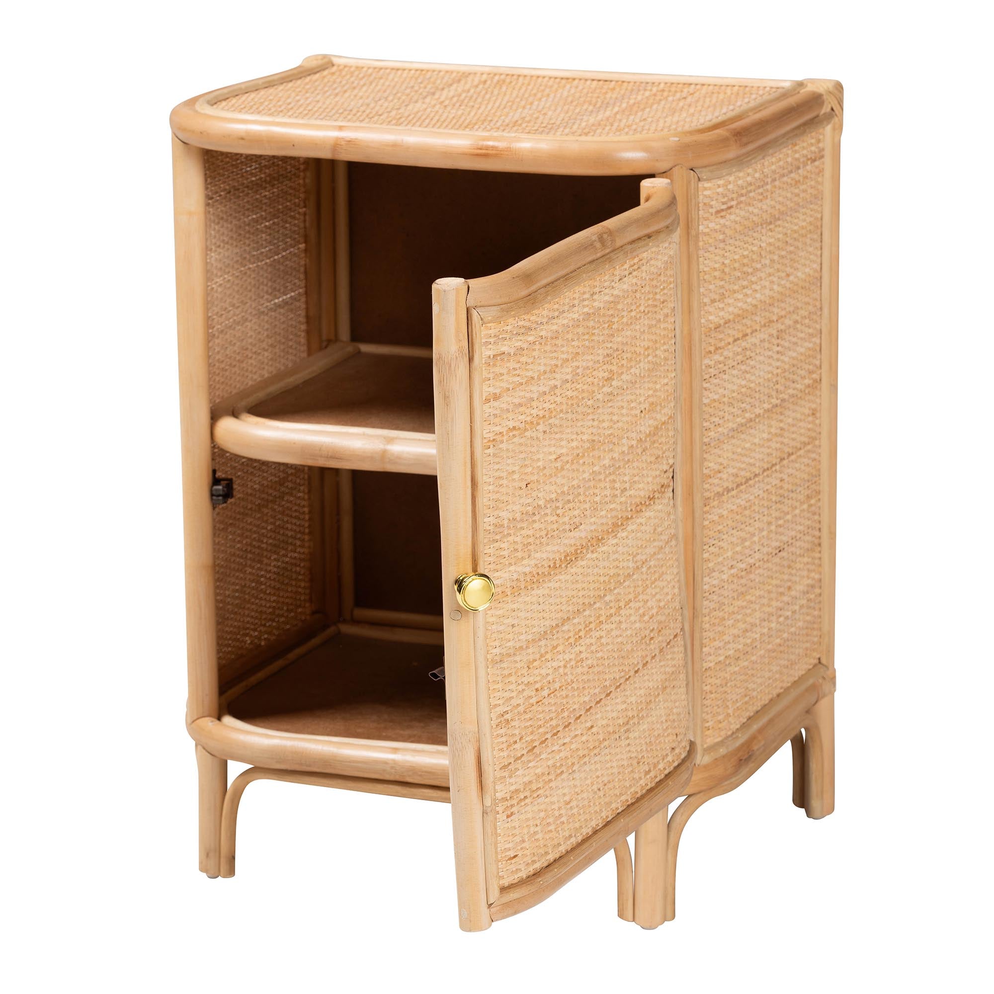 bali & pari Kiara Bohemian Natural Rattan Nightstand