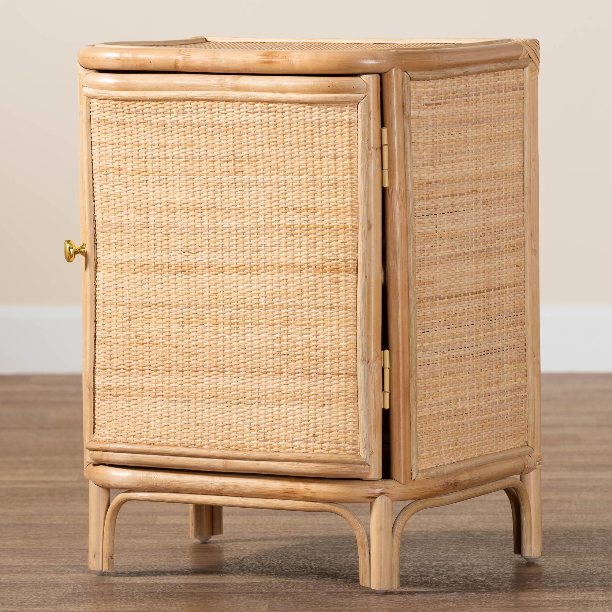 bali & pari Kiara Bohemian Natural Rattan Nightstand