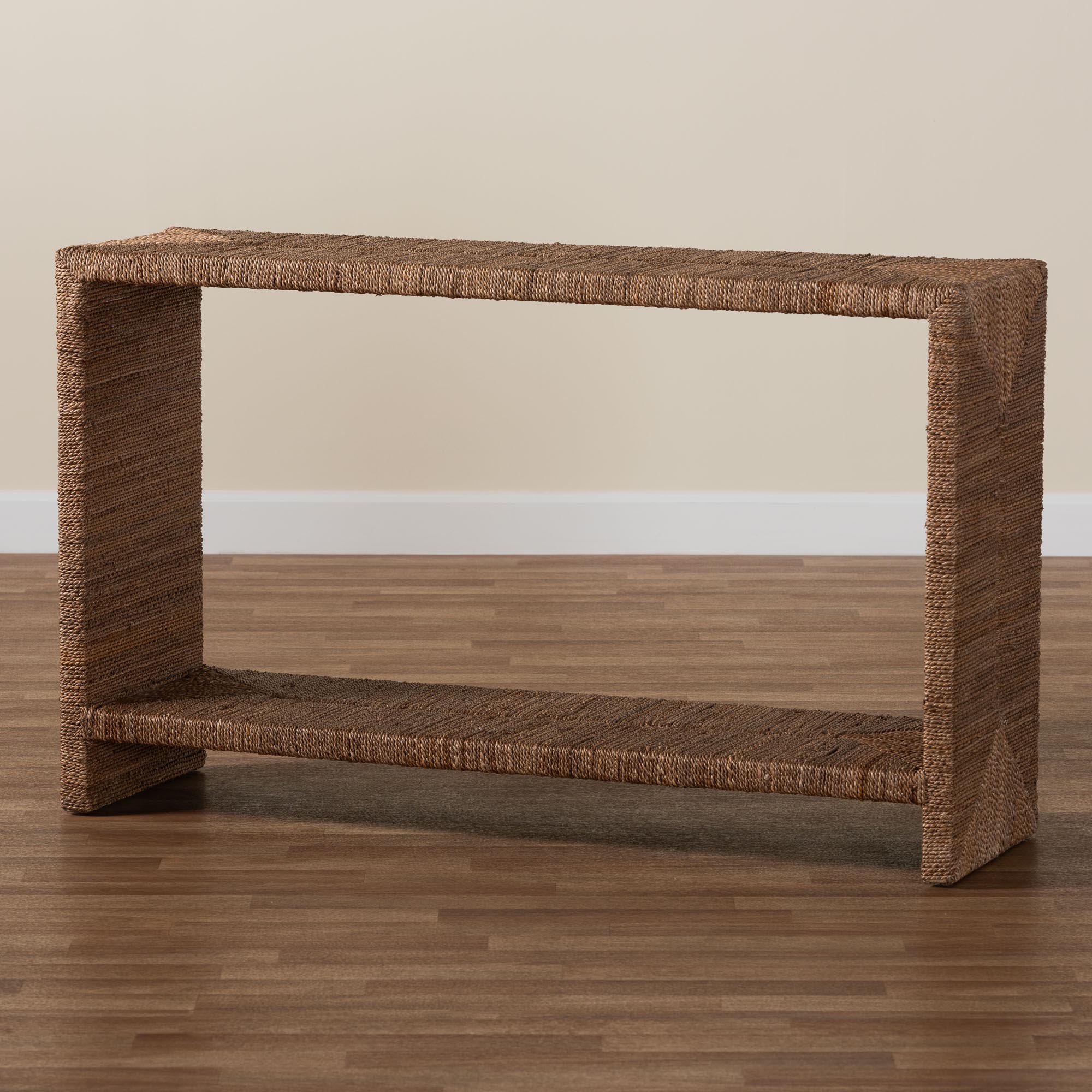 bali & pari Liza Bohemian Natural Seagrass Console Table