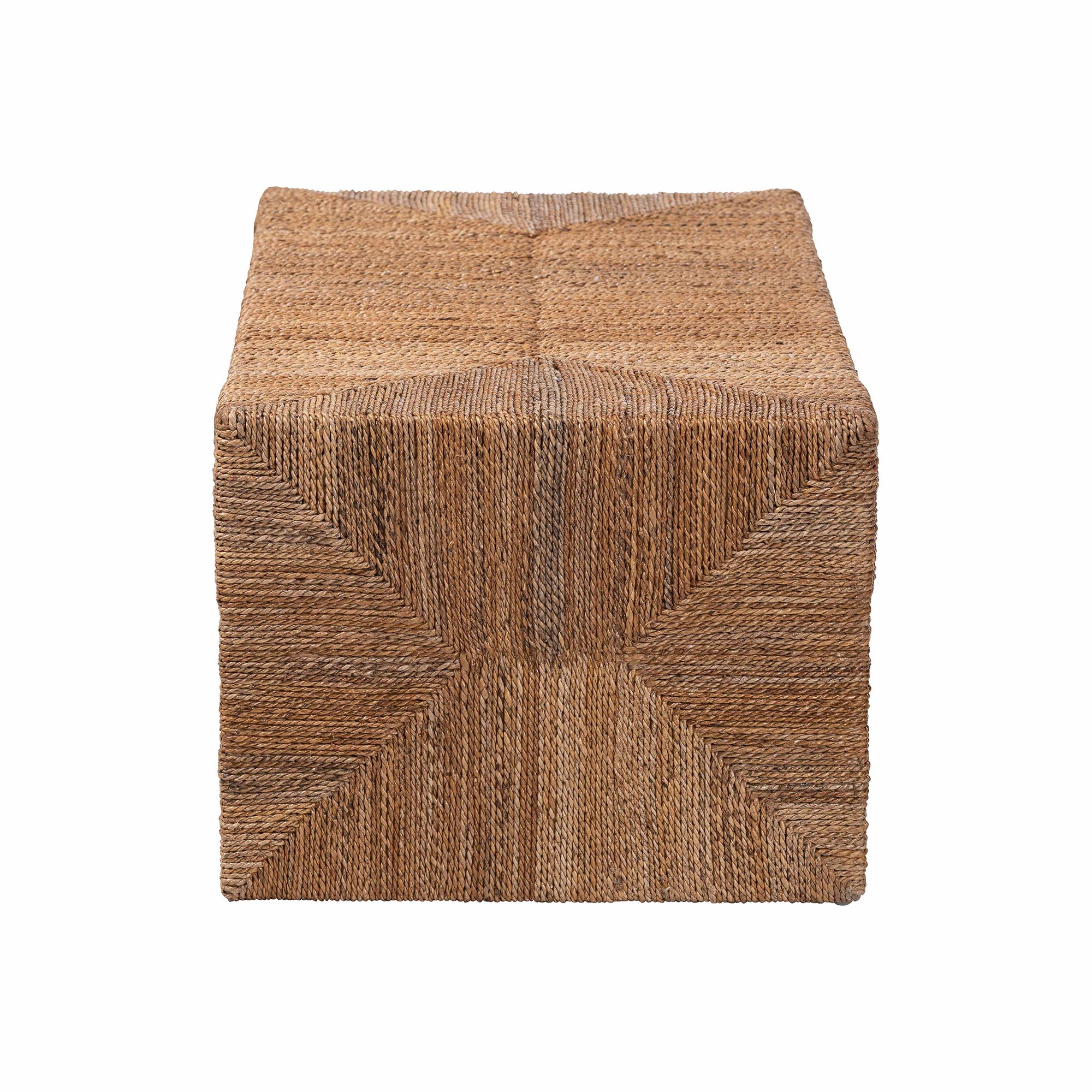 bali & pari Liza Rectangle Seagrass Coffee Table - Handwoven Natural Fiber Frame with Open Shelf, Coastal Boho Furniture for Living Room or Lounge