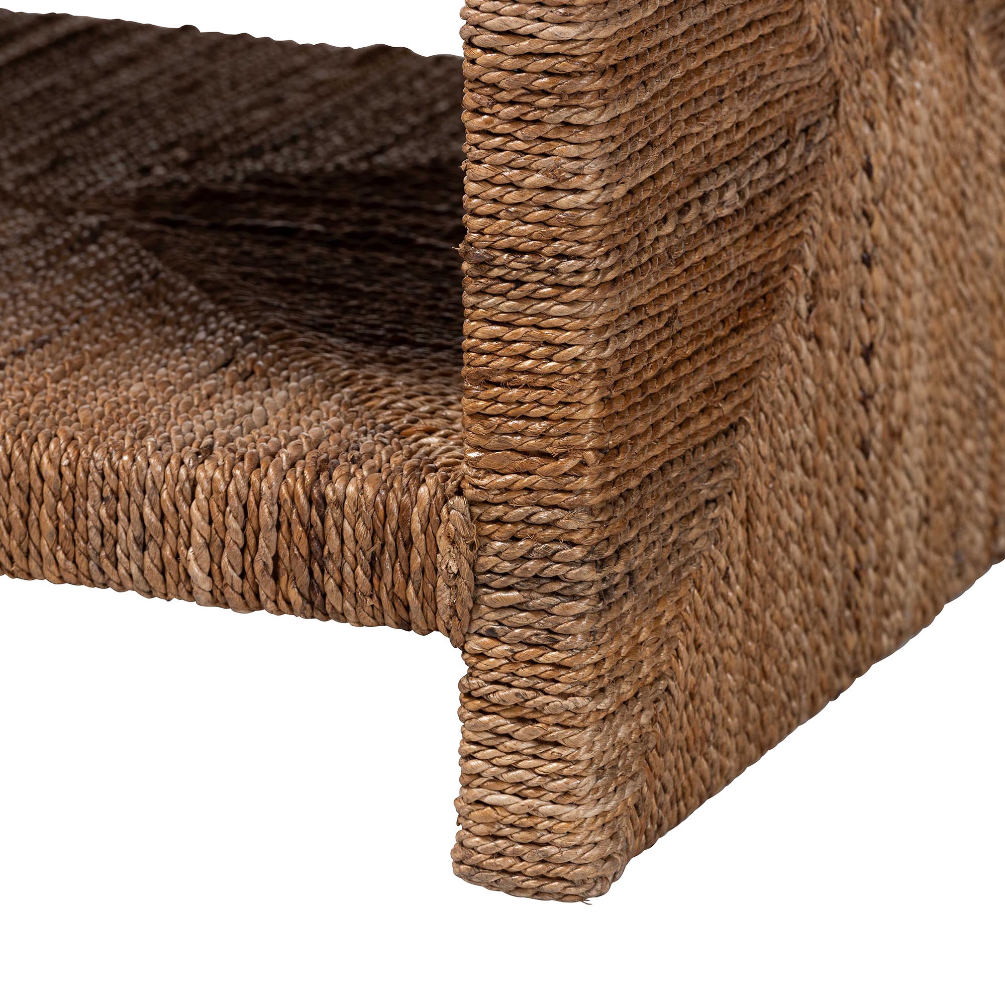 bali & pari Liza Rectangle Seagrass Coffee Table - Handwoven Natural Fiber Frame with Open Shelf, Coastal Boho Furniture for Living Room or Lounge