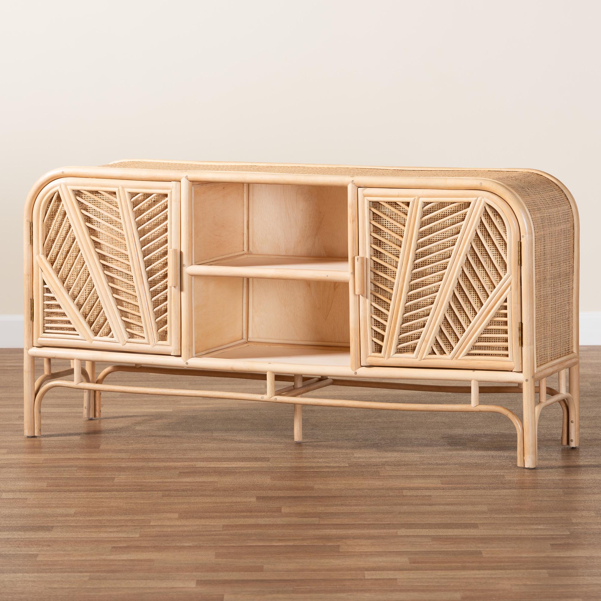 bali & pari Carabella Bohemian Natural Rattan 2-Door Storage Cabinet