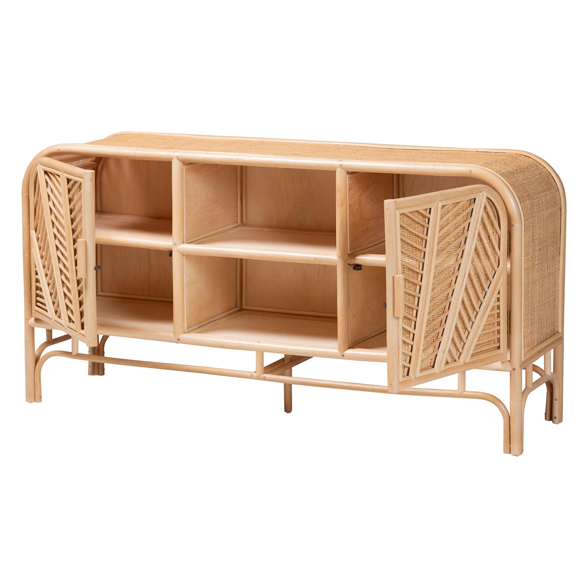 bali & pari Carabella Bohemian Natural Rattan 2-Door Storage Cabinet