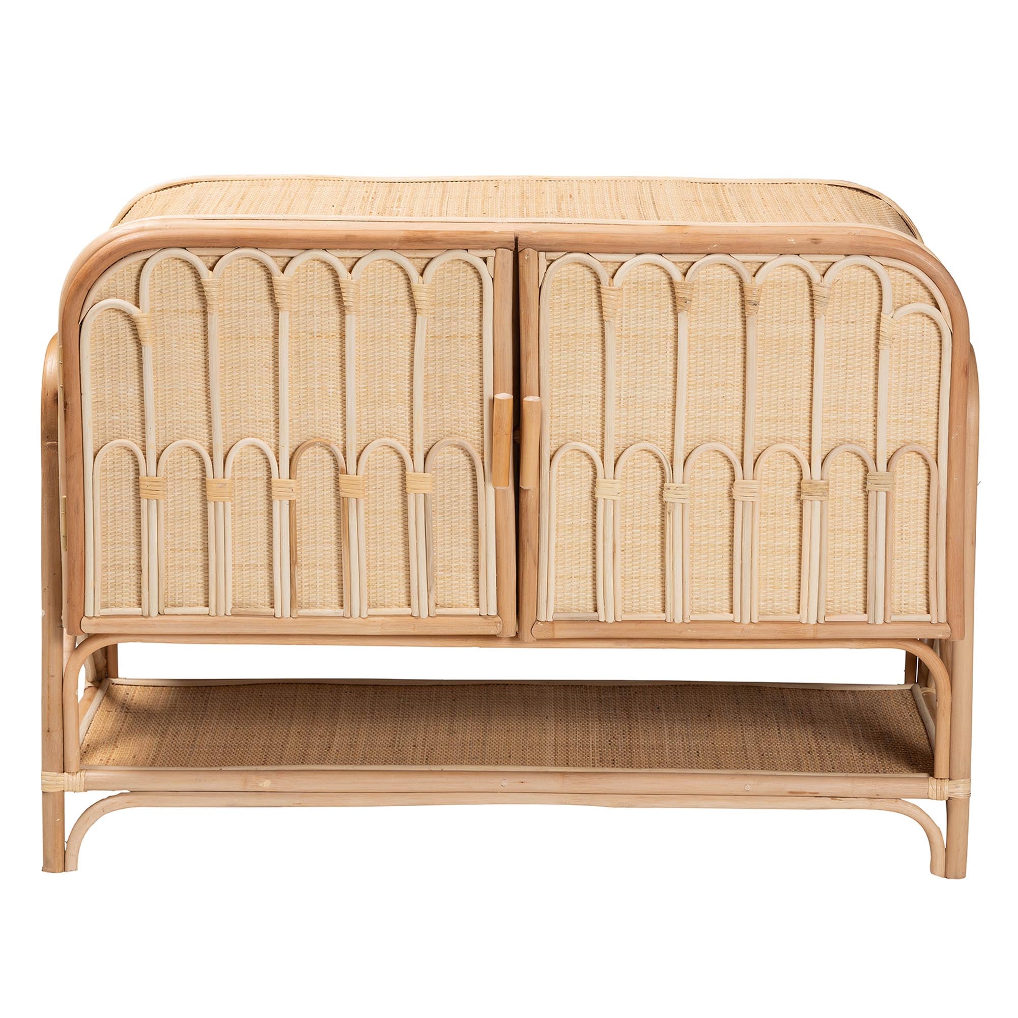 bali & pari Gitano Bohemian Natural Rattan 2-Door Storage Cabinet