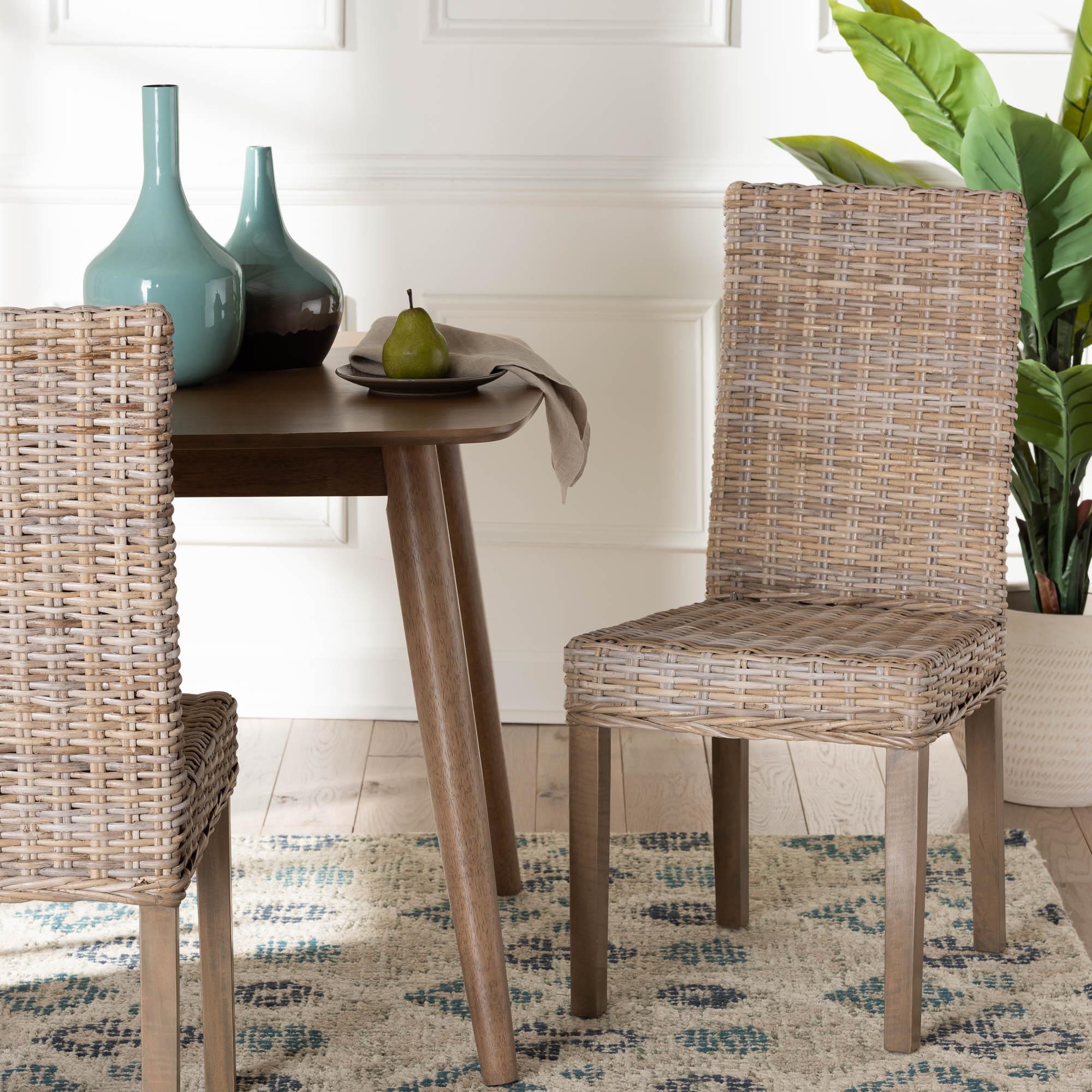 bali & pari Nevina Bohemian Grey Kubu Rattan and Mango Wood Dining Chair
