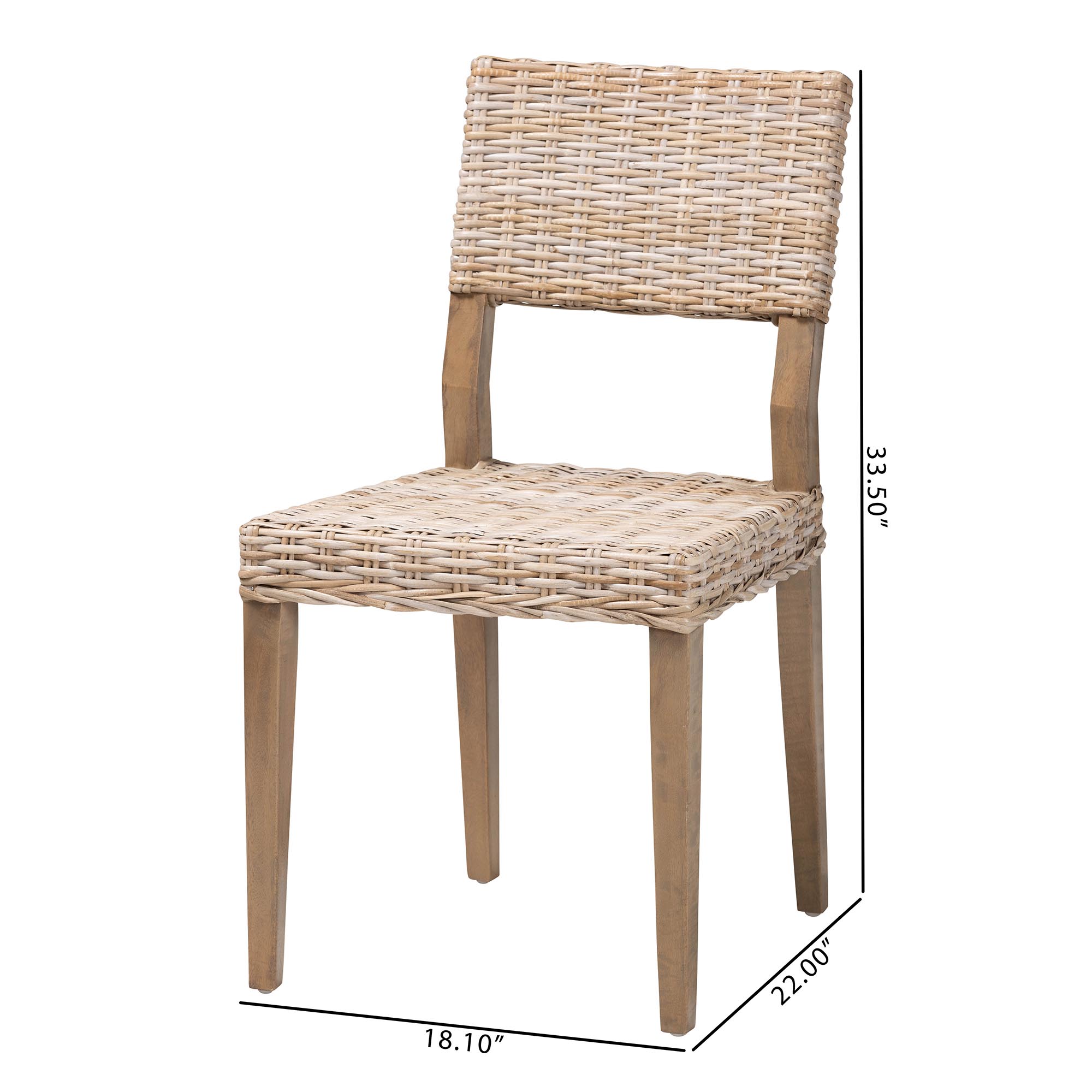 bali & pari Barossa Bohemian Grey Kubu Rattan and Mahogany Wood Dining Chair