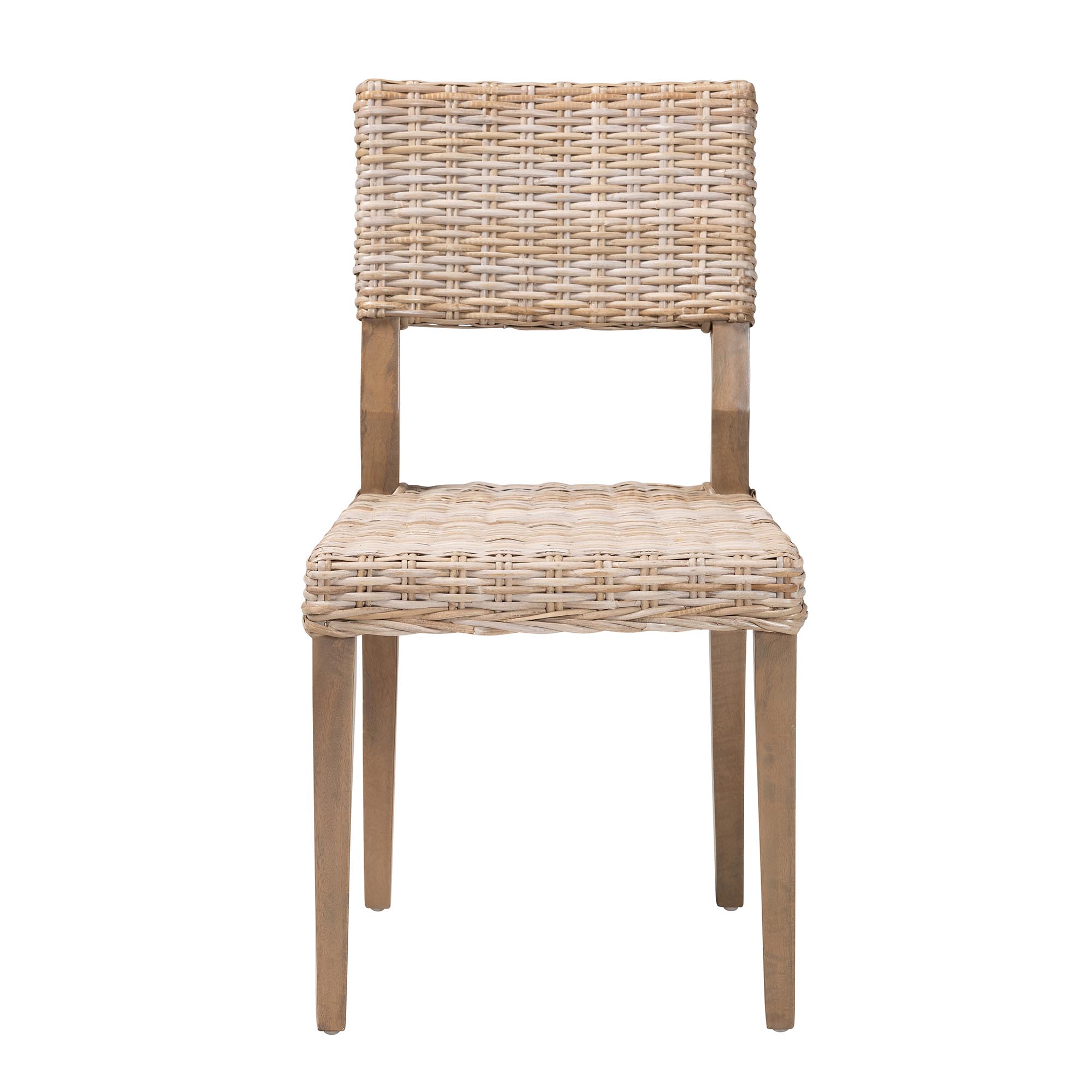 bali & pari Barossa Bohemian Grey Kubu Rattan and Mahogany Wood Dining Chair