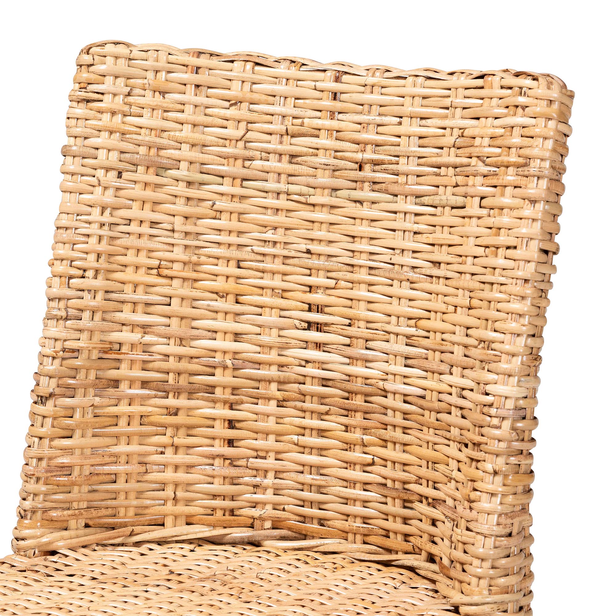 bali & pari Rowen Bohemian Light Honey Kubu Rattan and Mahogany Wood Dining Chair