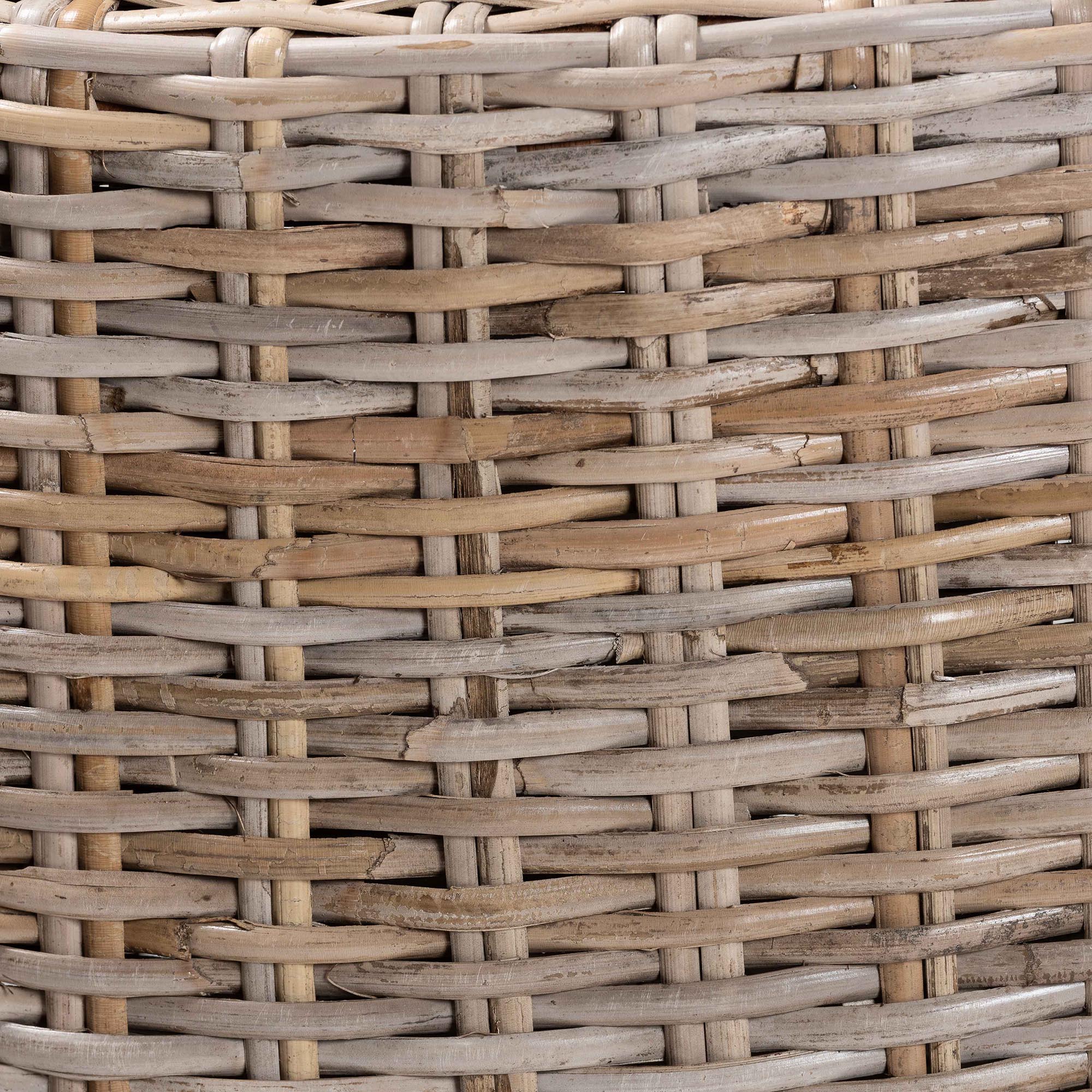 bali & pari Enver Modern Bohemian Grey Kubu Rattan and Mahogany Wood Counter Stool