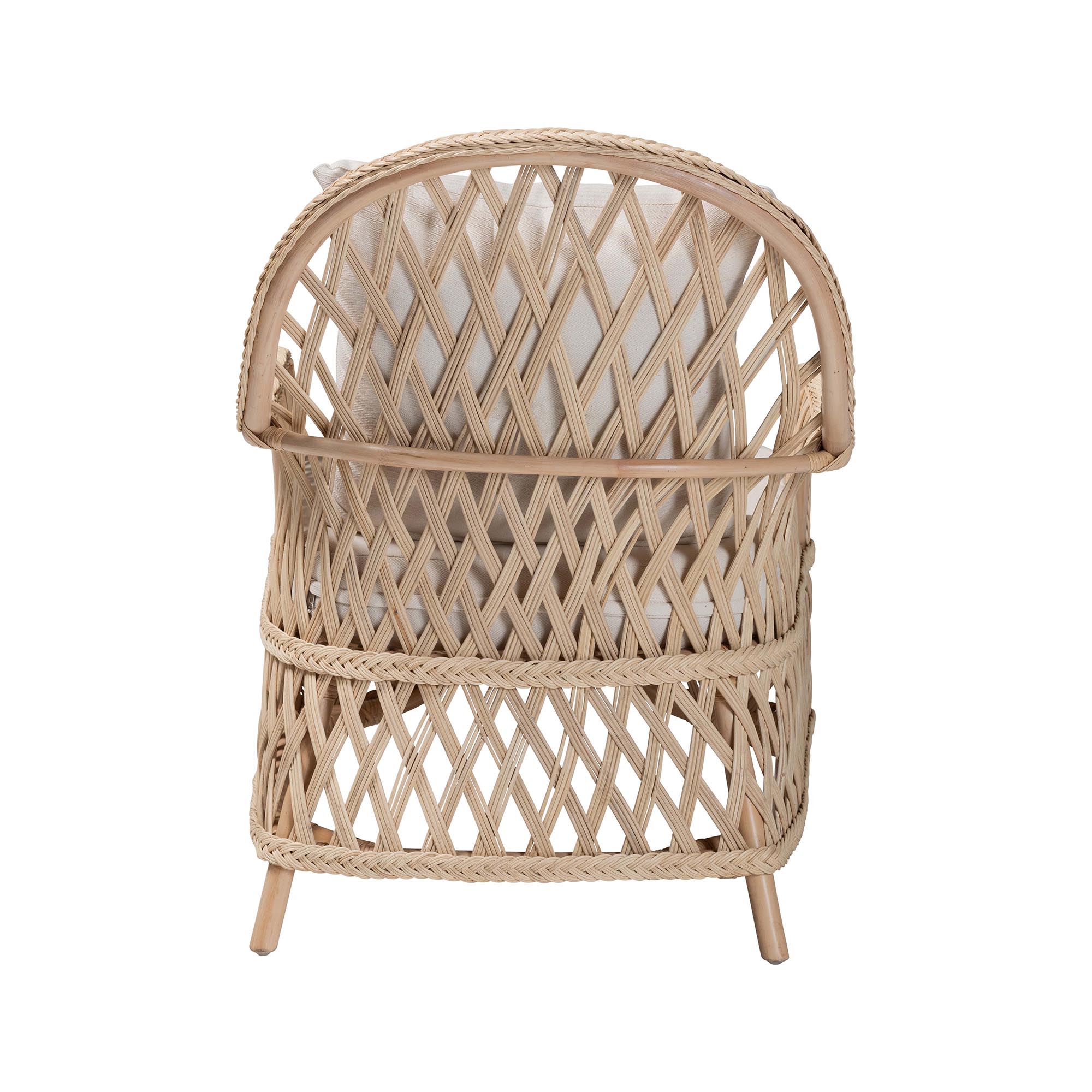 bali & pari Florence Bohemian Ivory Braided Rattan Arm Chair