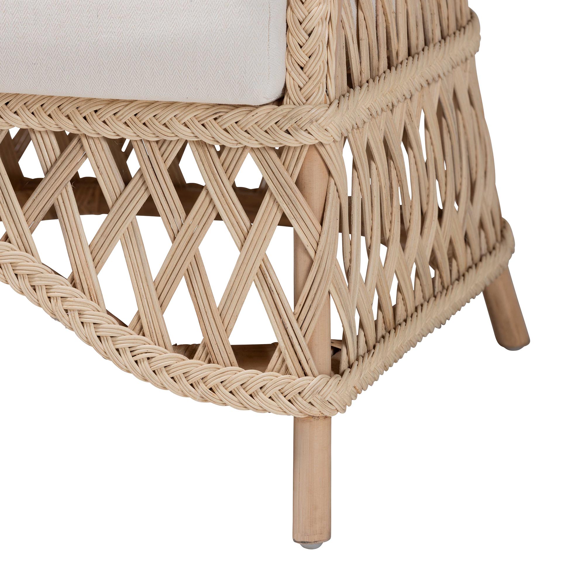 bali & pari Florence Bohemian Ivory Braided Rattan Arm Chair
