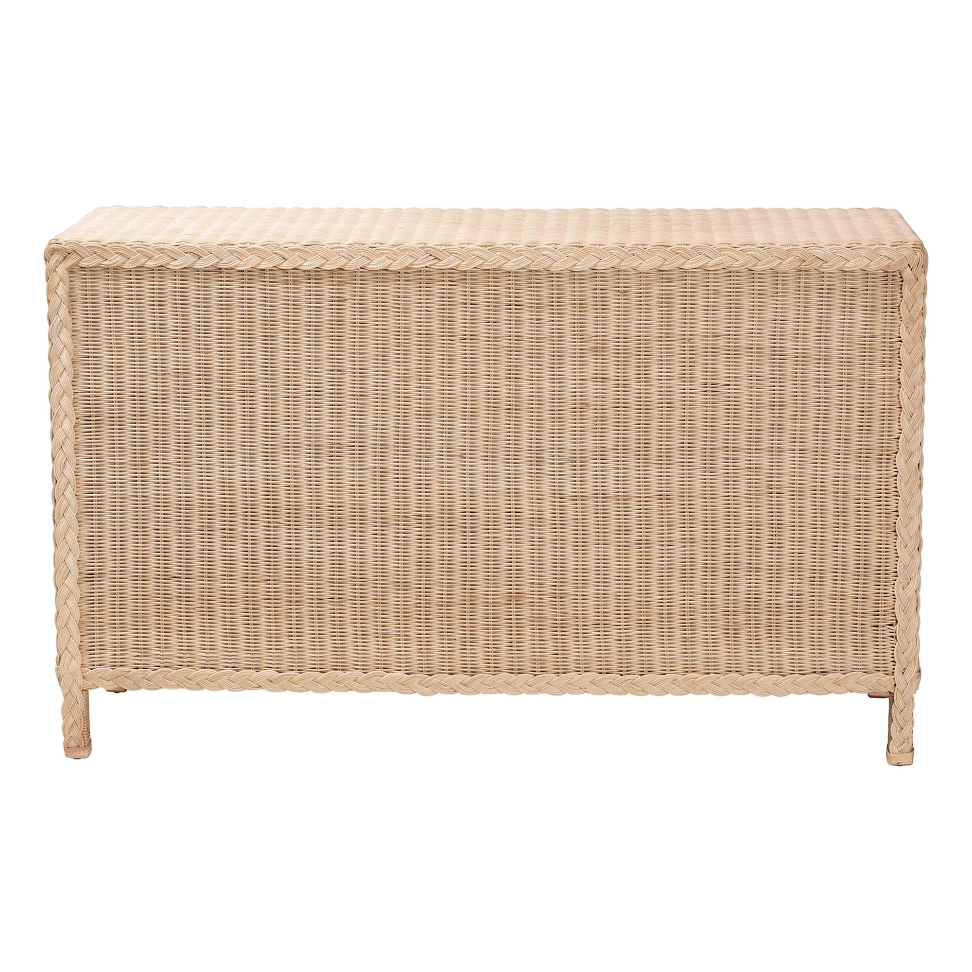bali & pari Lanica Japandi Sun-Bleached Braided Rattan 6-Drawer Dresser
