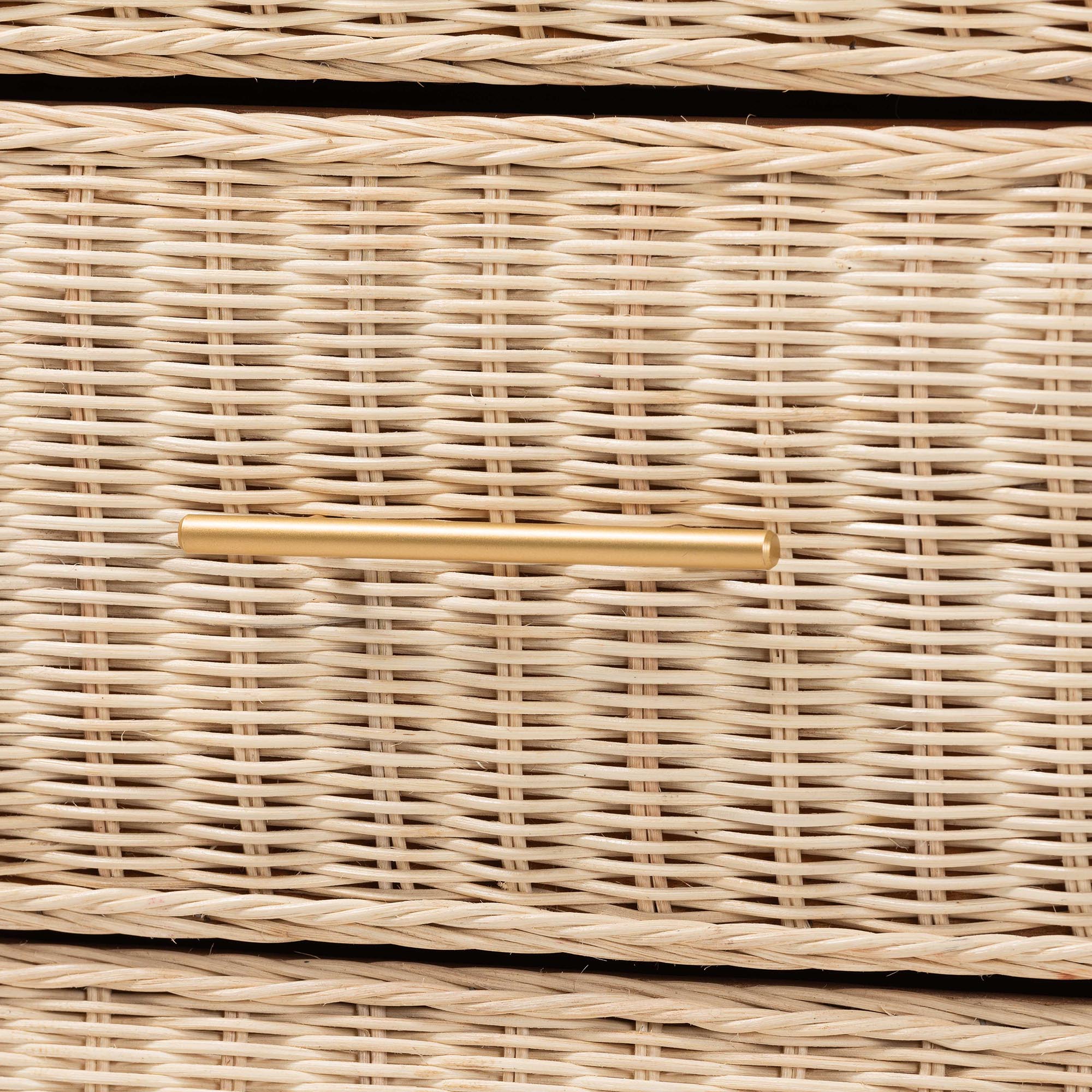 bali & pari Lanica Japandi Sun-Bleached Braided Rattan 6-Drawer Dresser