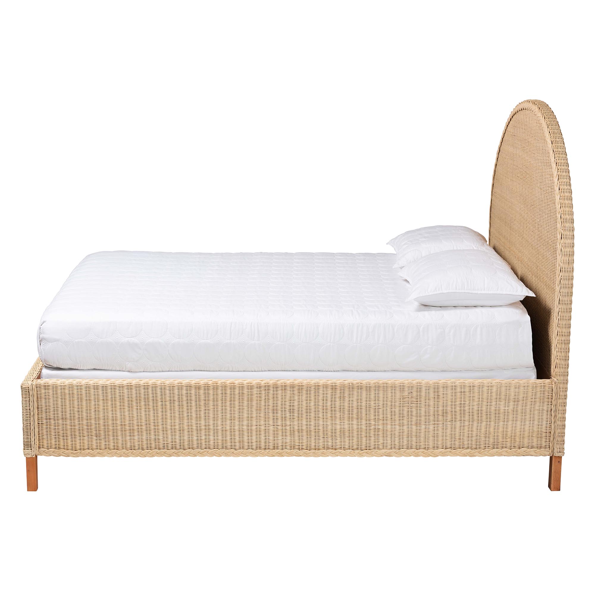bali & pari Lanica Japandi Sun-Bleached Braided Rattan Queen Size Bed