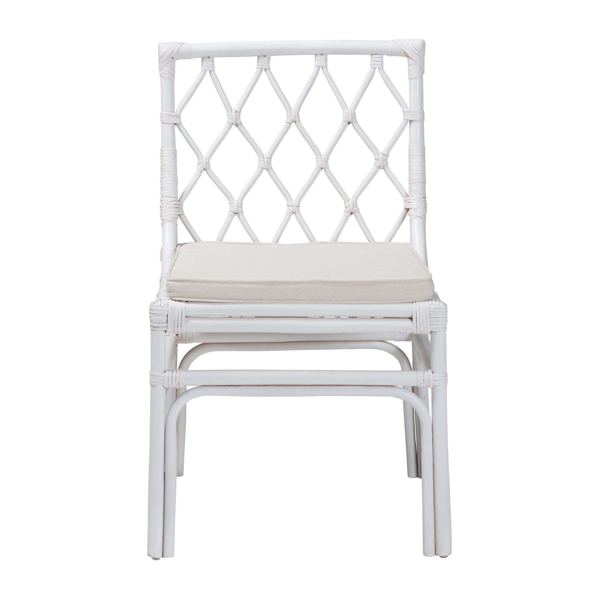 bali & pari Carwyn Bohemian White Rattan Dining Chair