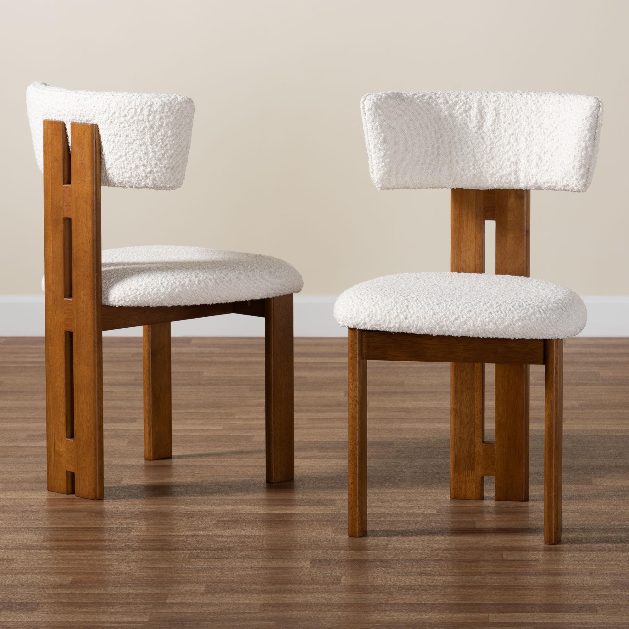 Baxton Studio Kyren Modern Cream Boucle 2-Piece Dining Chair Set