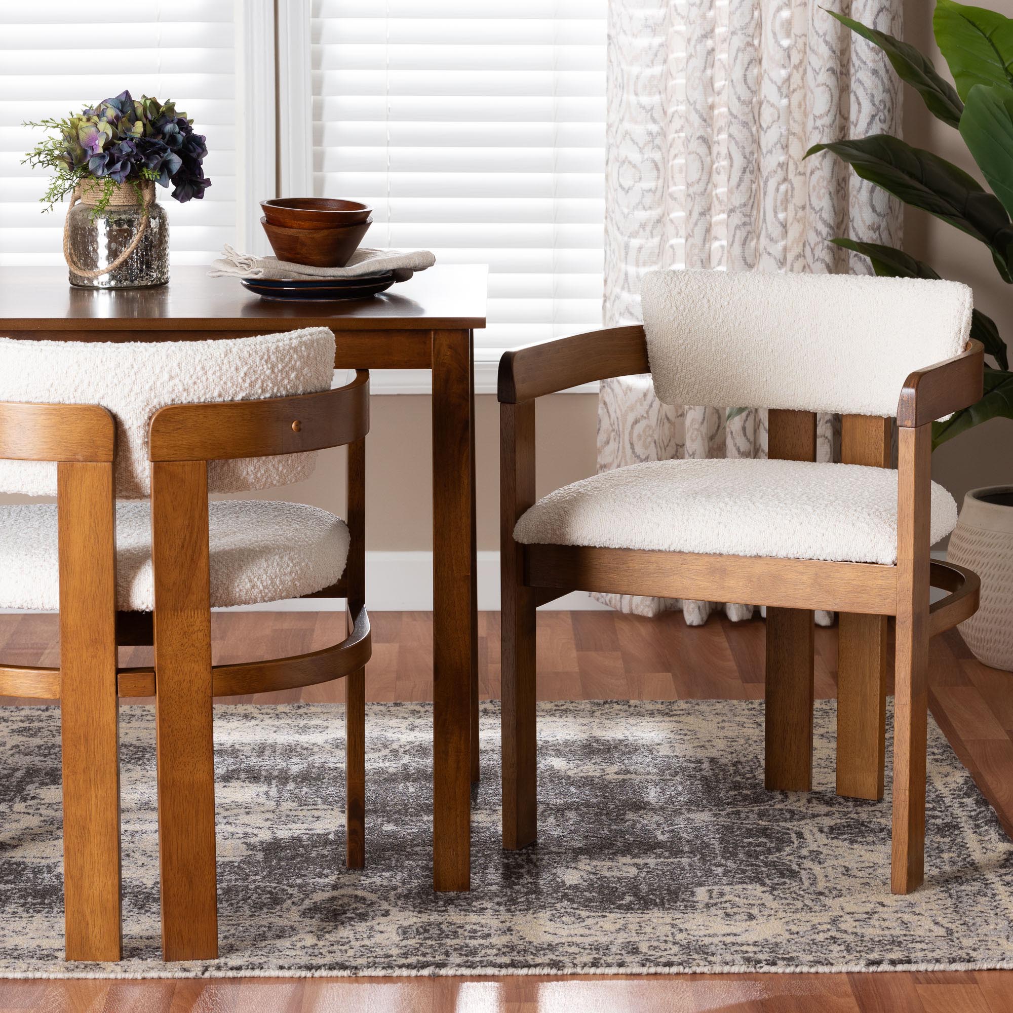 Baxton Studio Carice Modern Cream Boucle Dining Chair