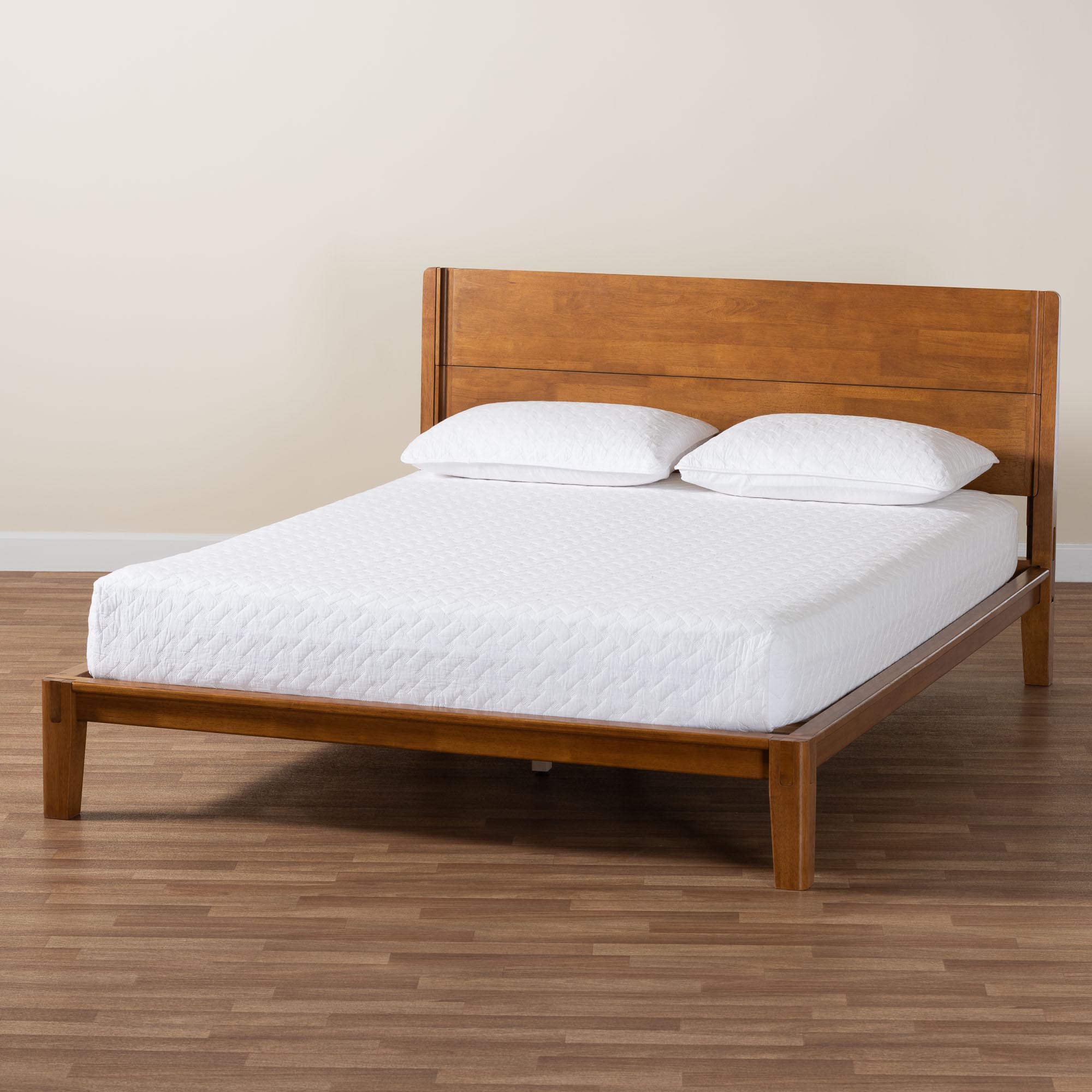 Baxton Studio Aldith Japandi Walnut Brown Toolless Assembly Queen Platform Bed