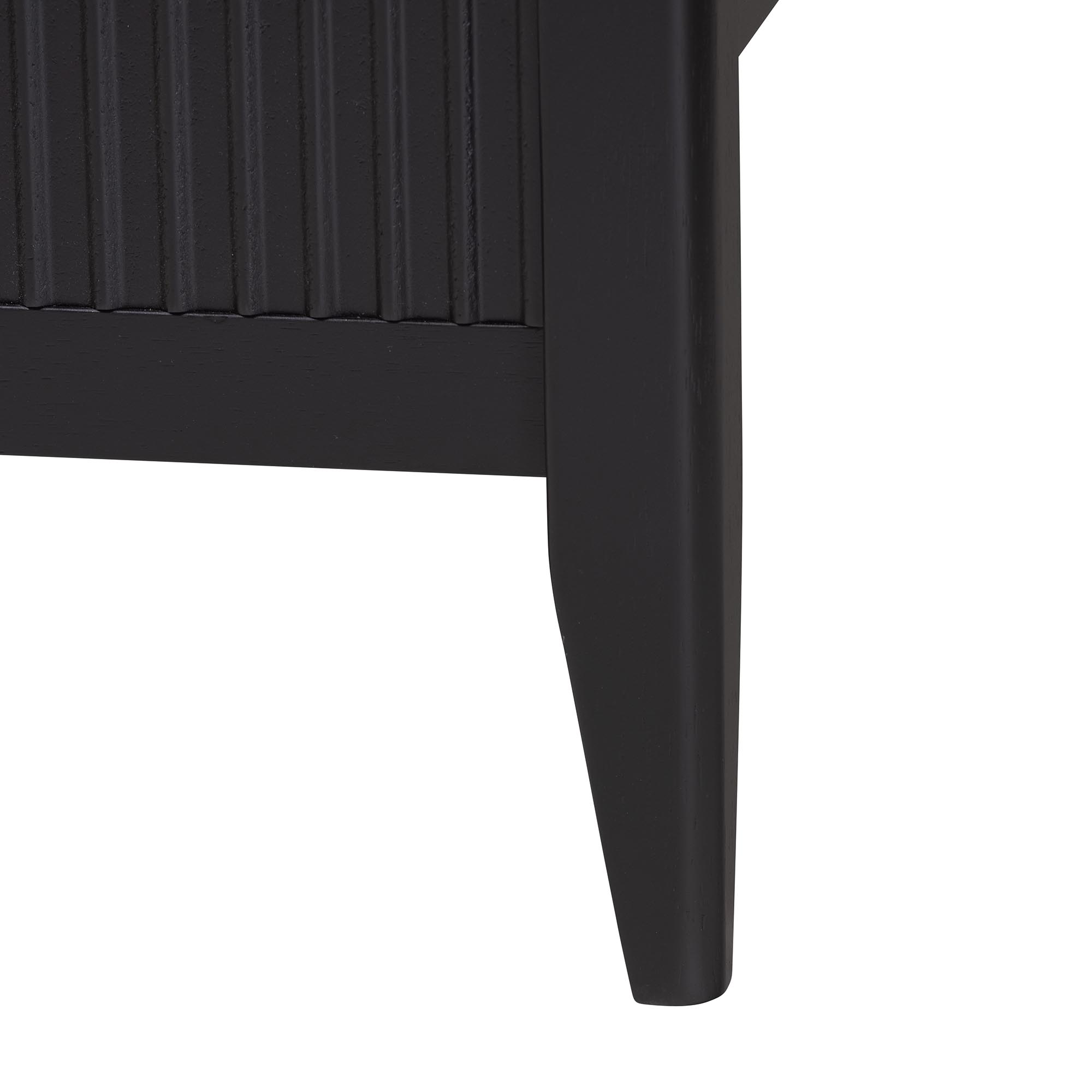 Baxton Studio Primrose Mid-Century Black Fluted Wood Queen Size 4-Piece Bedroom Set
