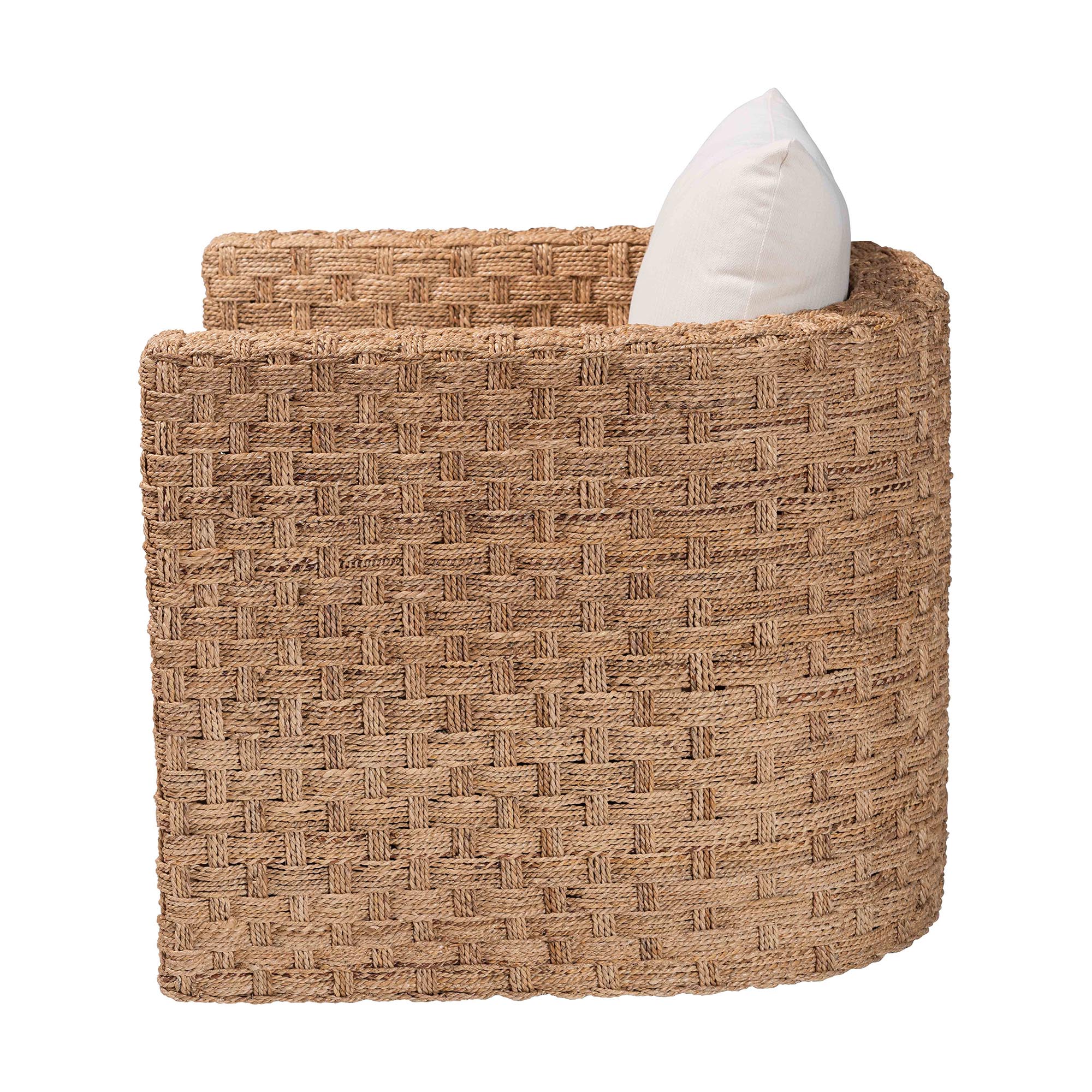 bali & pari Rhinos Bohemian Light Brown Seagrass Tuxedo Arm Chair