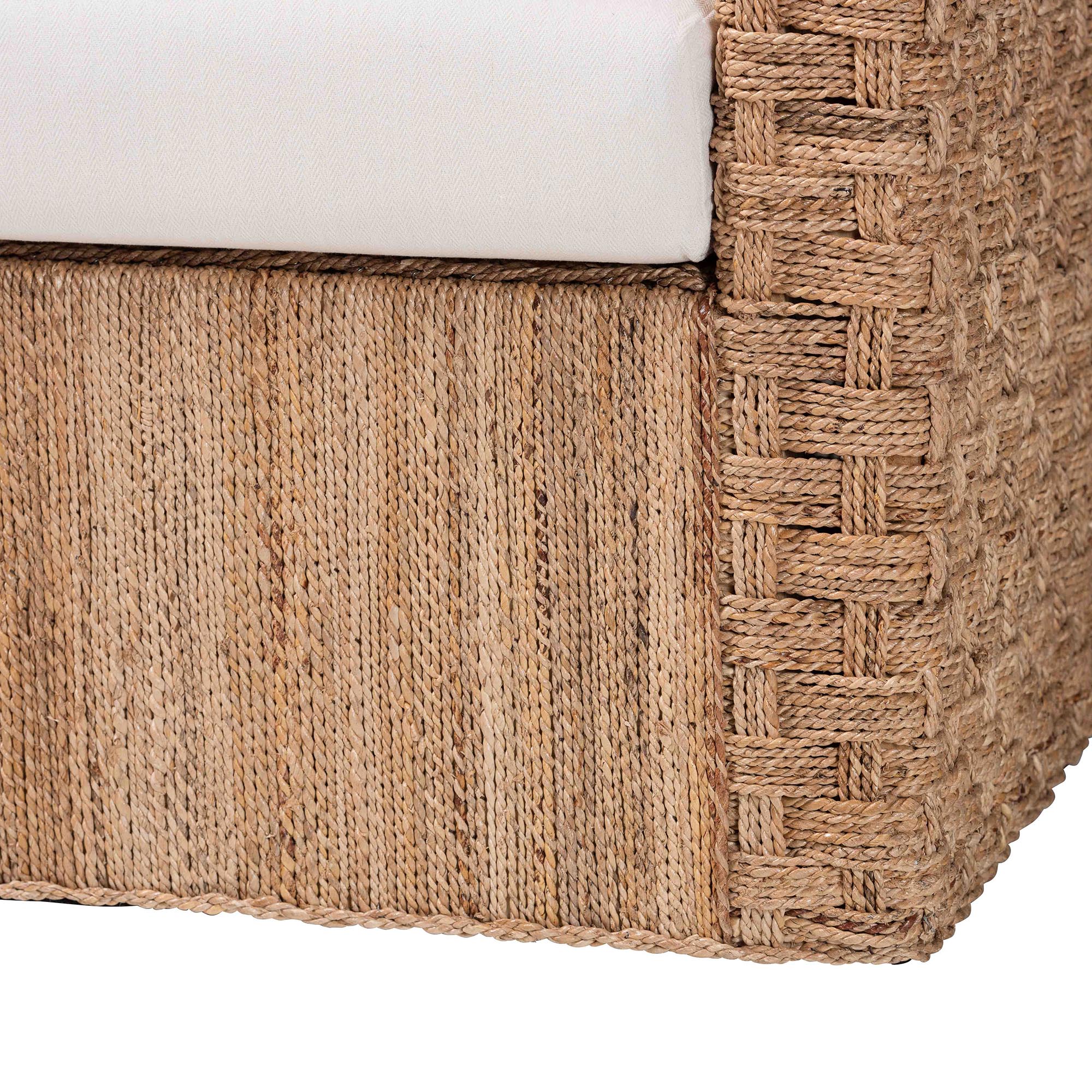 bali & pari Rhinos Bohemian Light Brown Seagrass Tuxedo Arm Chair
