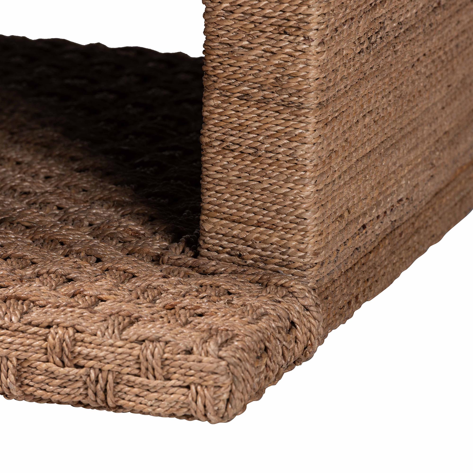 bali & pari Rhinos Handwoven Seagrass Coffee Table with Open Shelf - Rectangular Wicker Center Table for Living Room, Coastal Boho Style
