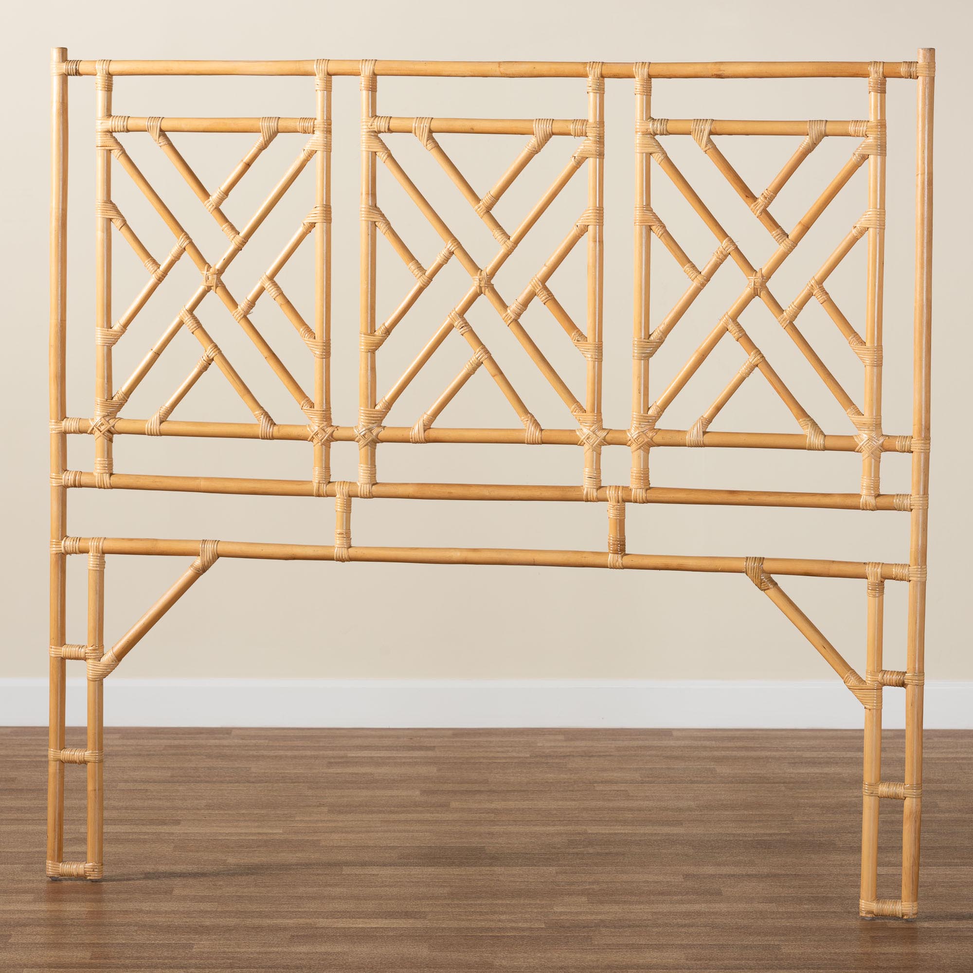 bali & pari Karavo Bohemian Natural Rattan Queen Size Standalone Headboard