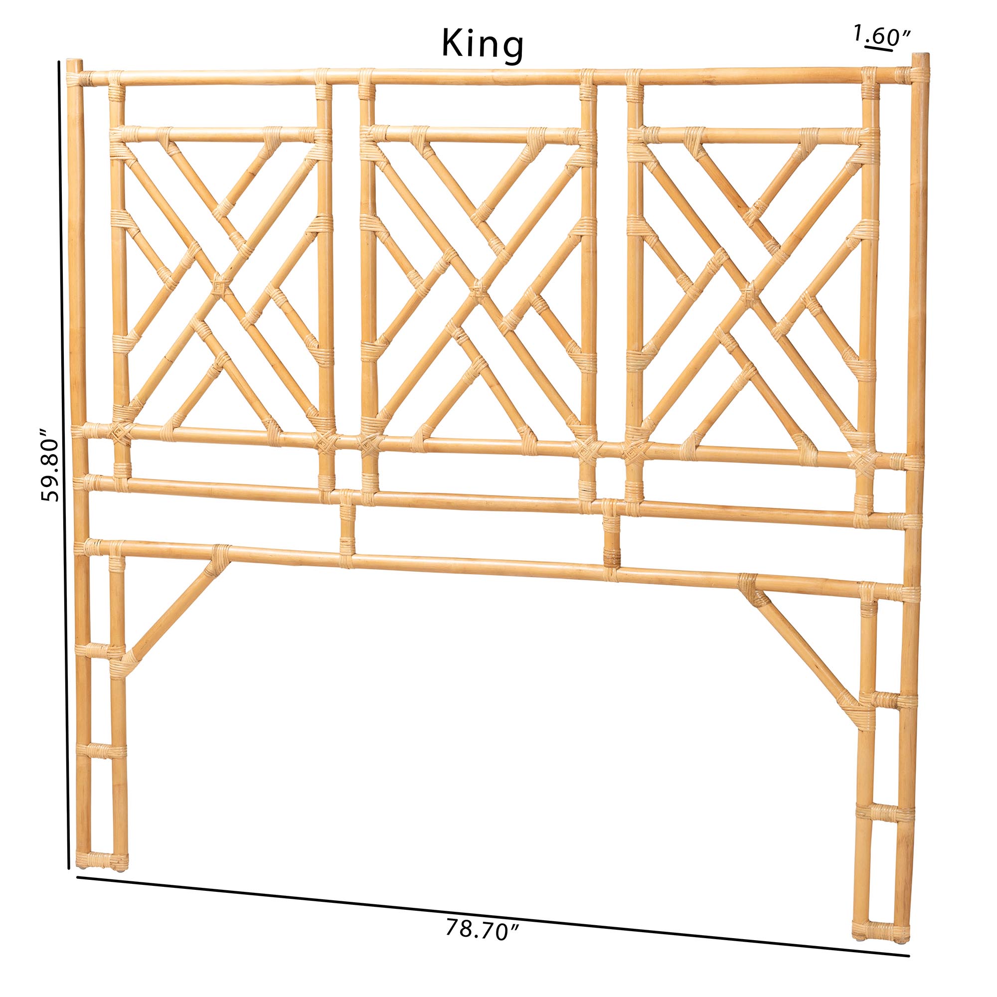 bali & pari Karavo Bohemian Natural Rattan Queen Size Standalone Headboard
