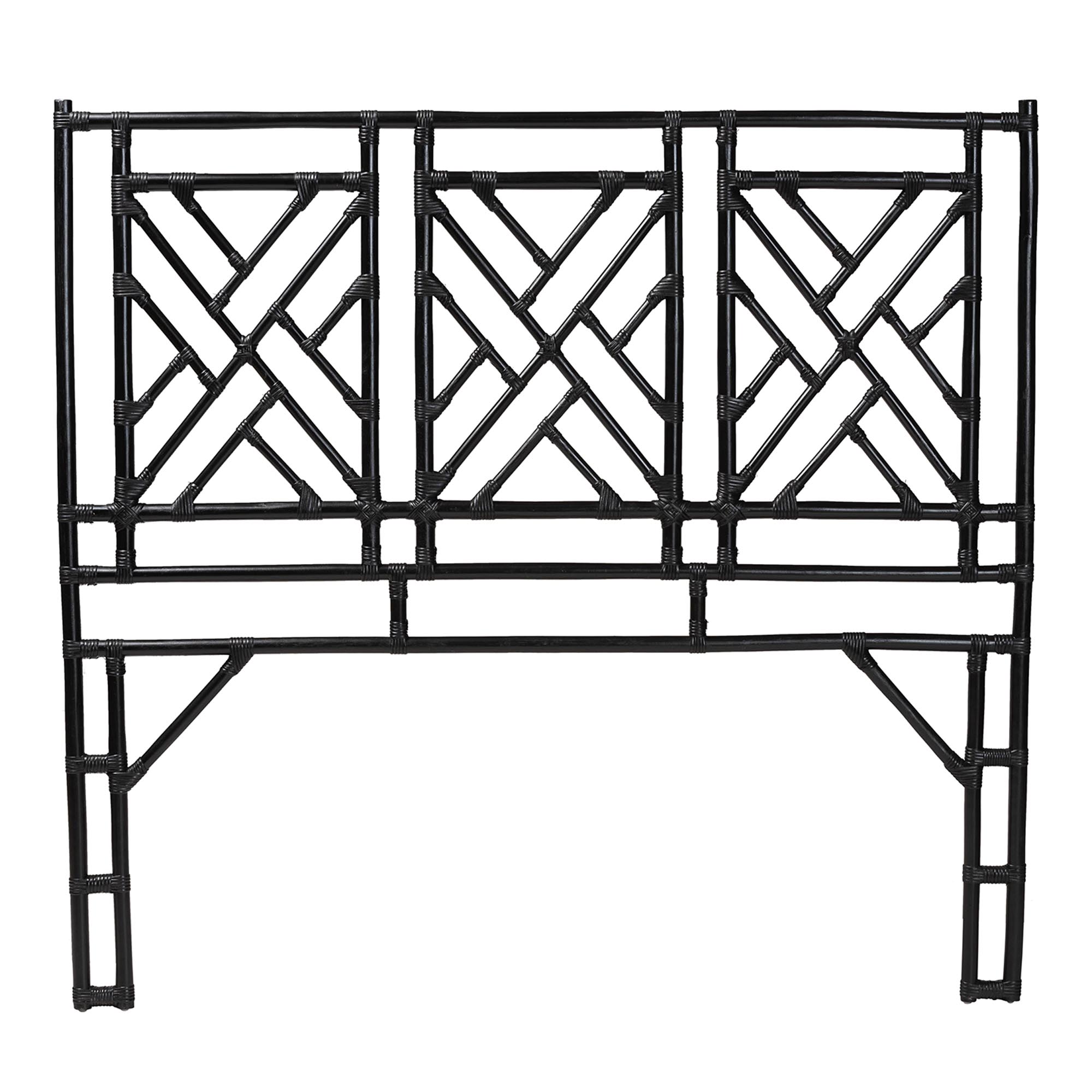 bali & pari Karavo Bohemian Black Natural Rattan King Size Standalone Headboard