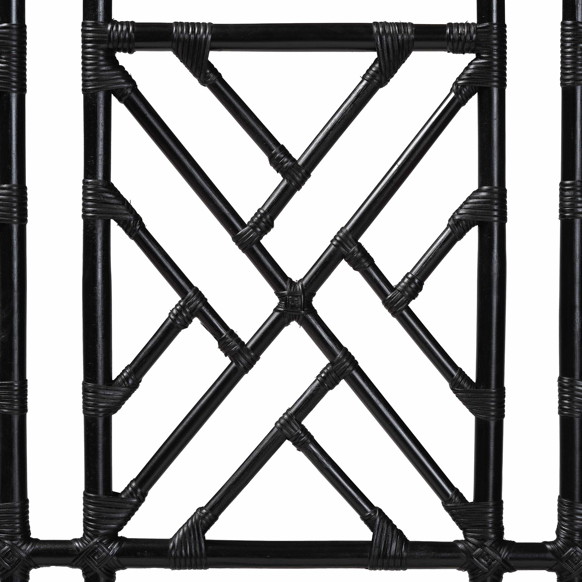 bali & pari Karavo Bohemian Black Natural Rattan Queen Size Standalone Headboard