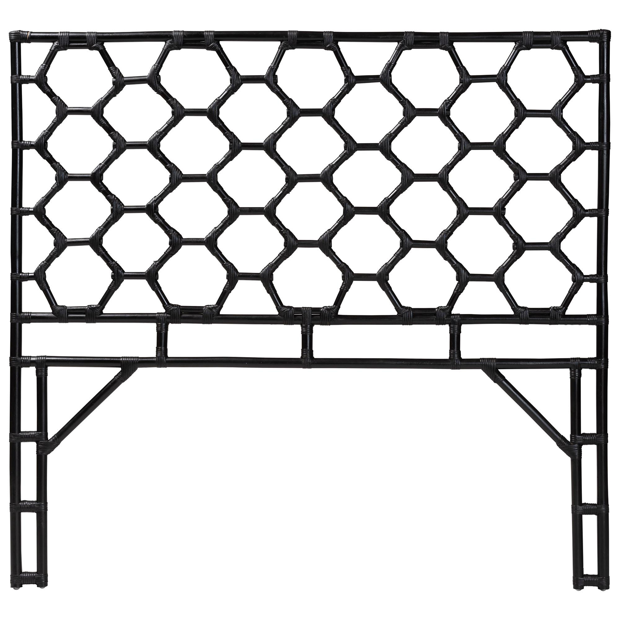 bali & pari Revonda Bohemian Black Rattan Queen Size Standalone Headboard