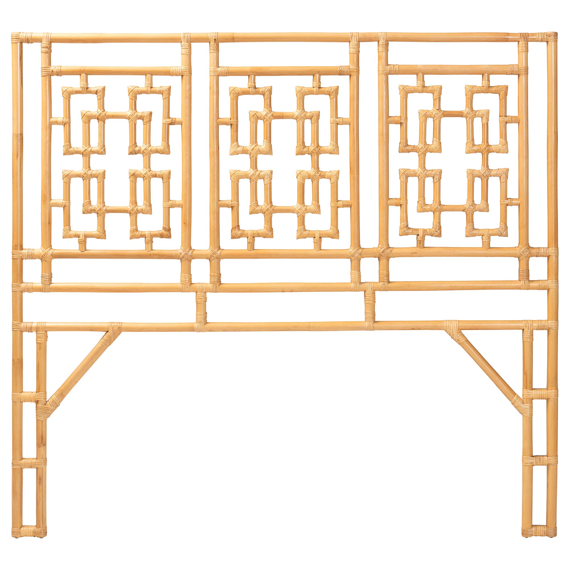 bali & pari Galvan Bohemian Natural Rattan Queen Size Standalone Headboard