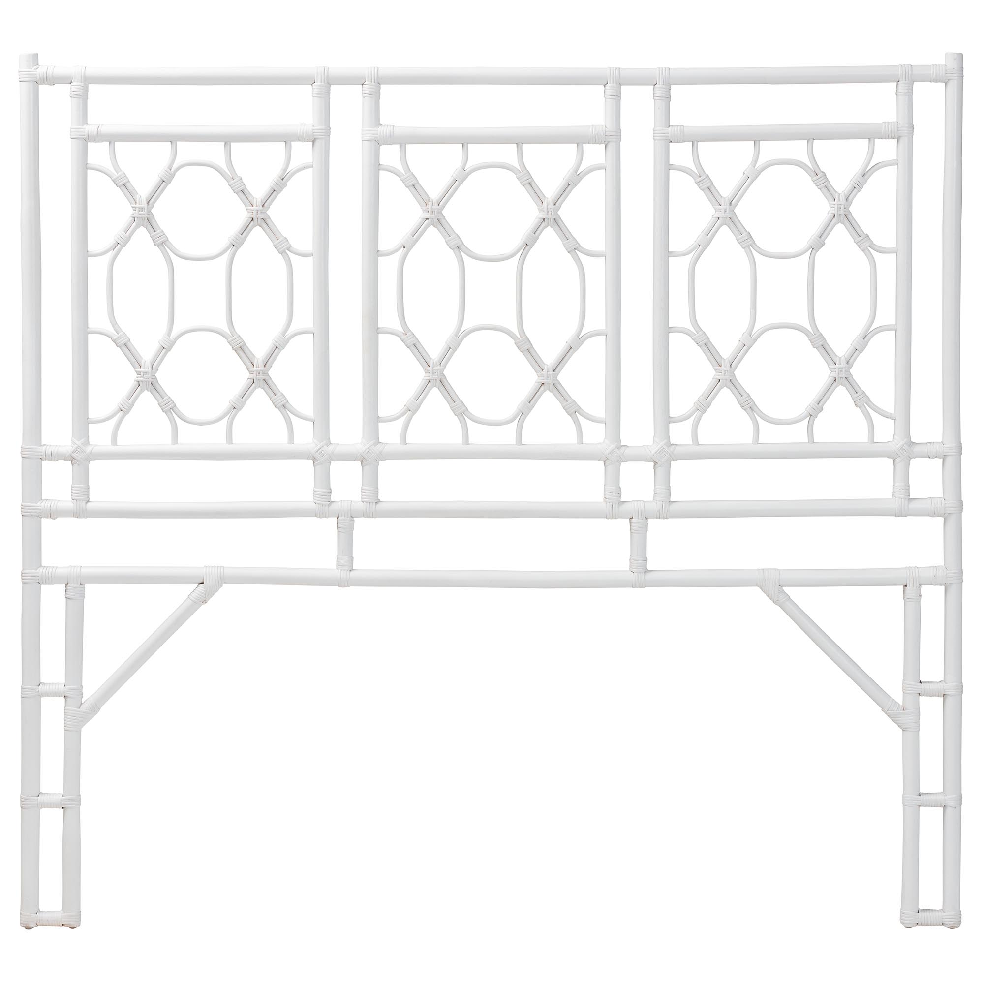 bali & pari Sampson Bohemian White Rattan Queen Size Standalone Headboard
