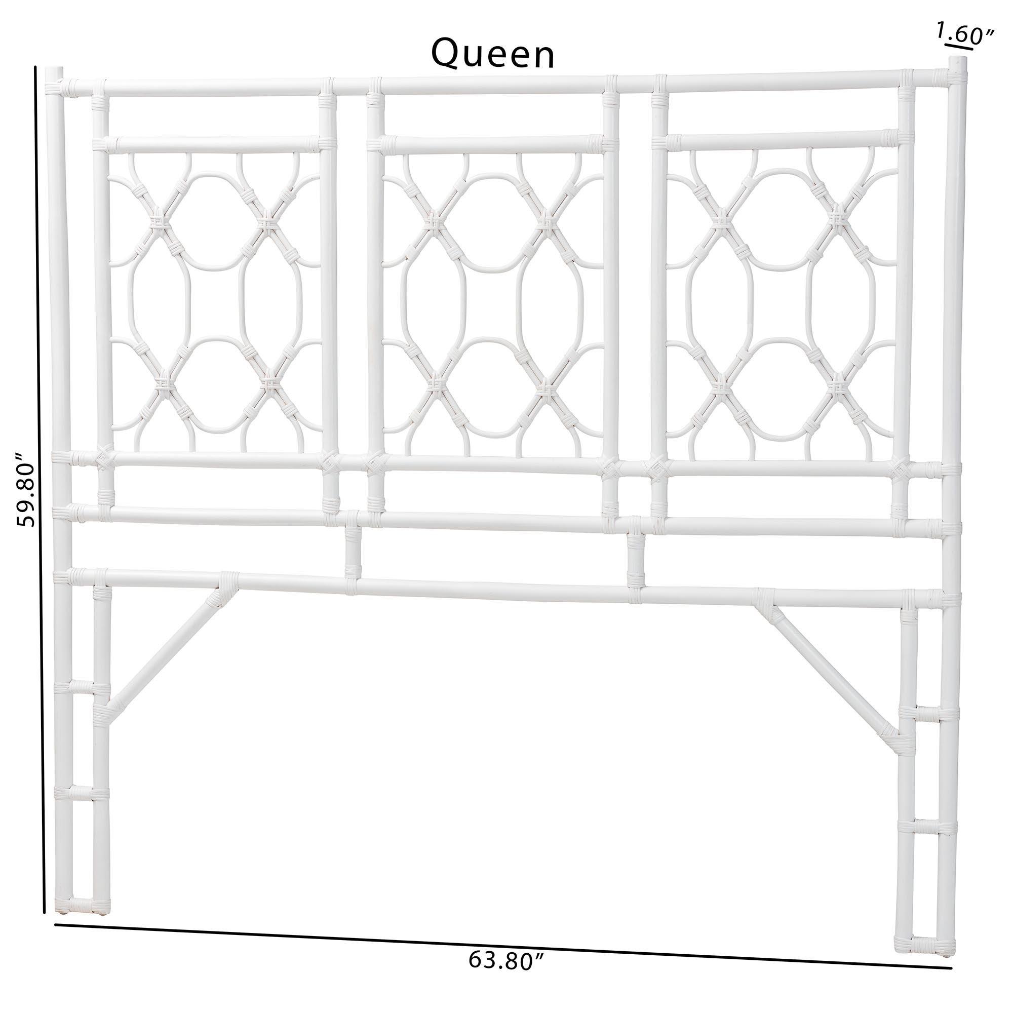 bali & pari Sampson Bohemian White Rattan Queen Size Standalone Headboard