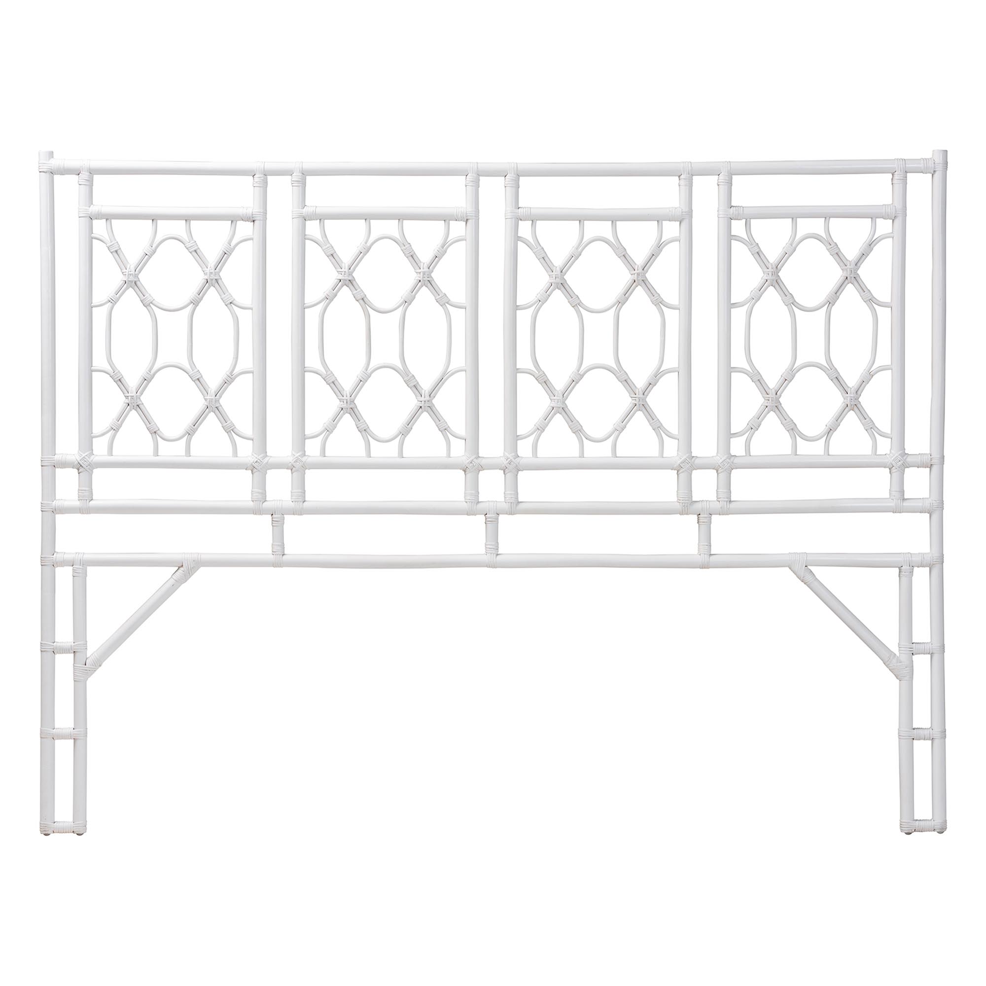 bali & pari Sampson Bohemian White Rattan King Size Standalone Headboard