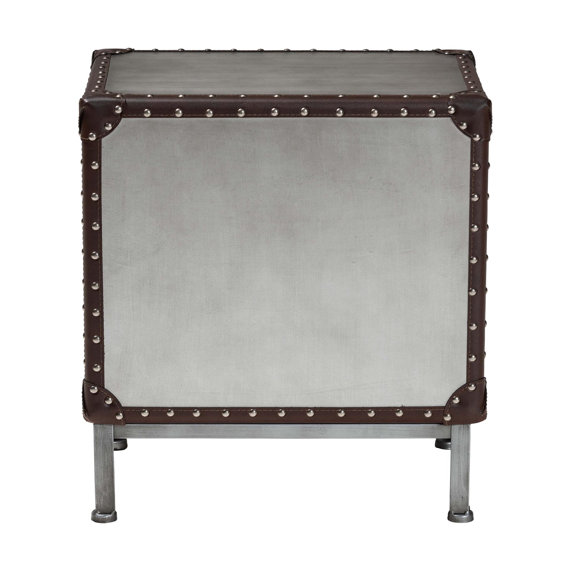 Baxton Studio Jacey Vintage Silver Metal 2-Drawer End Table