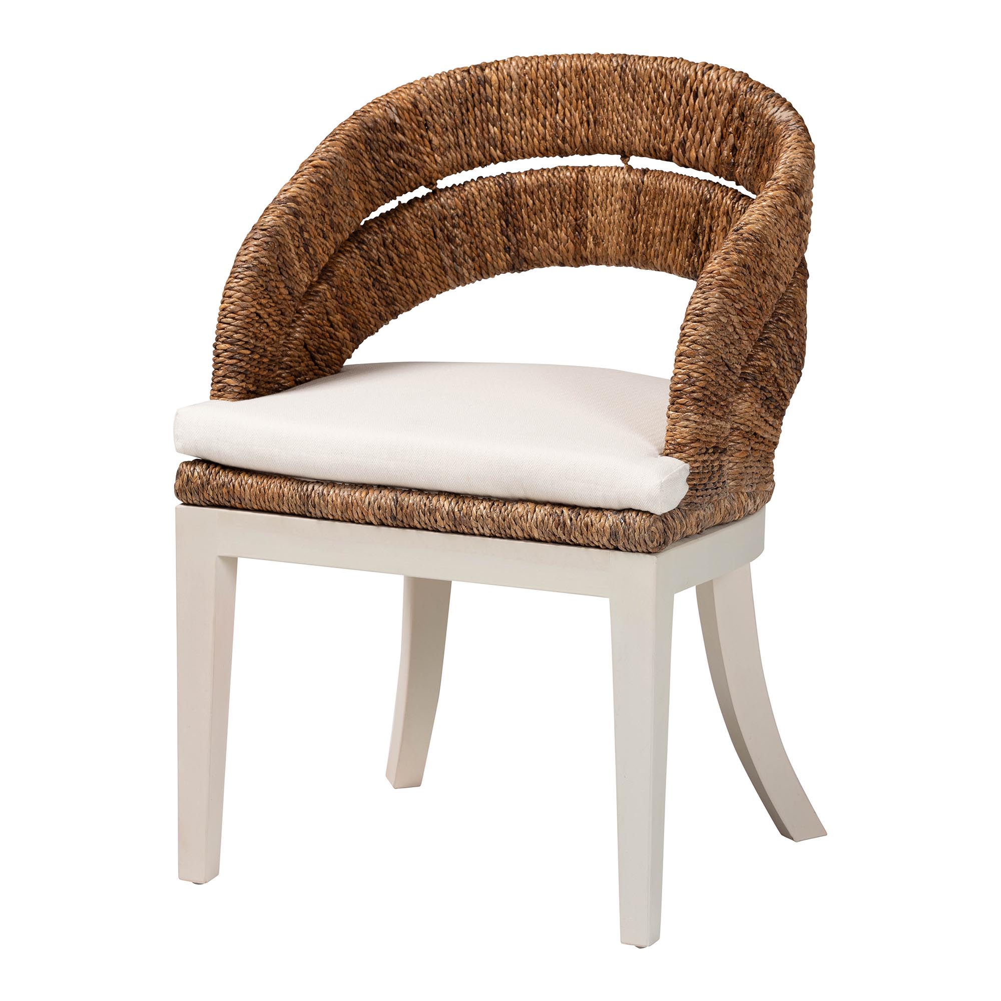 bali & pari Ubud Bohemian Natural Seagrass and Mahogany Wood Dining Chair