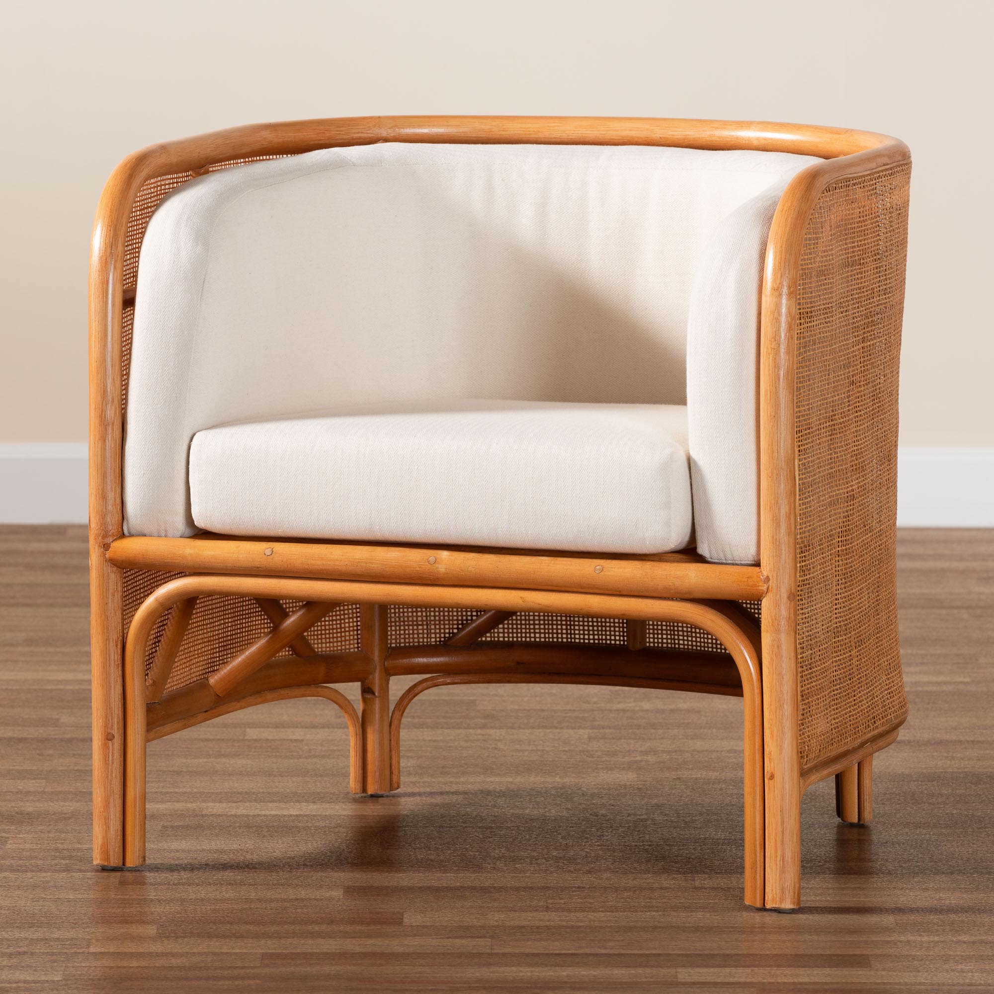 bali & pari Bandung Bohemian Light Honey Rattan Accent Chair