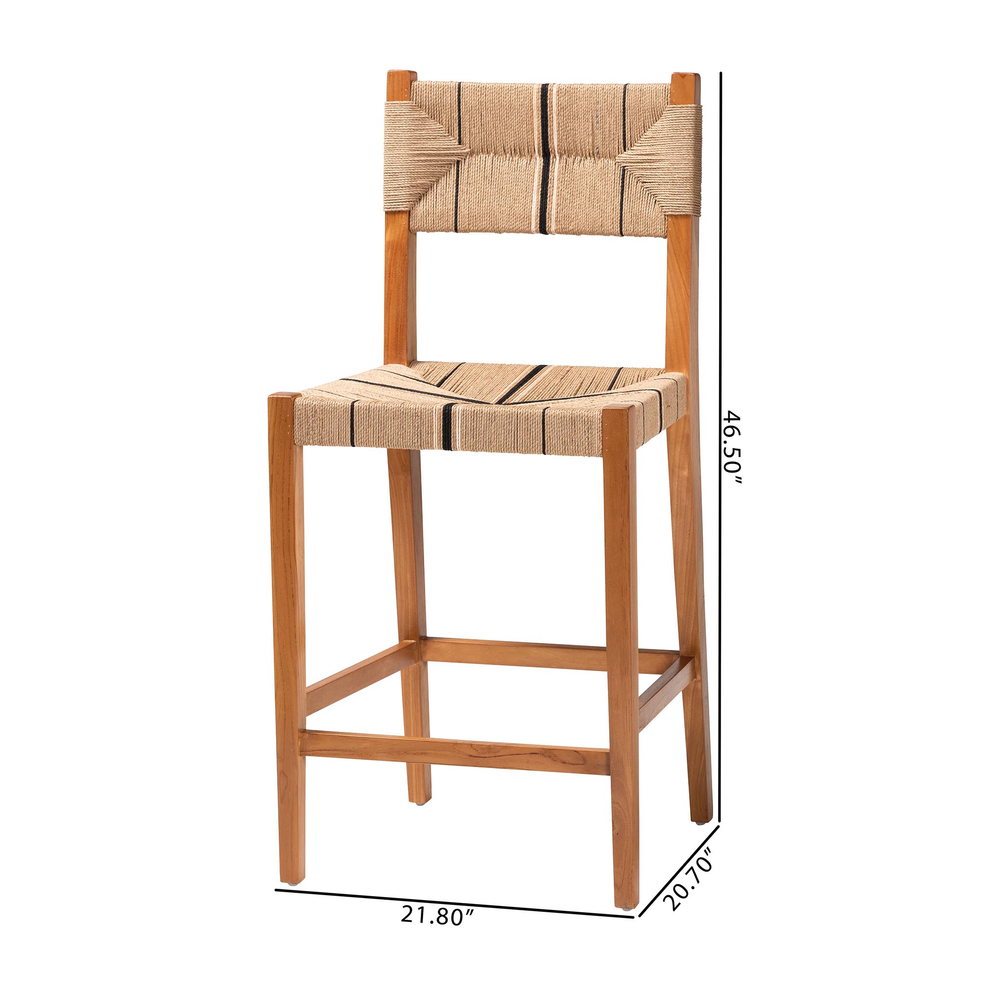 bali & pari Prita Bohemian Paper Loom and Natural Mahogany Wood 2-Piece Bar Stool Set