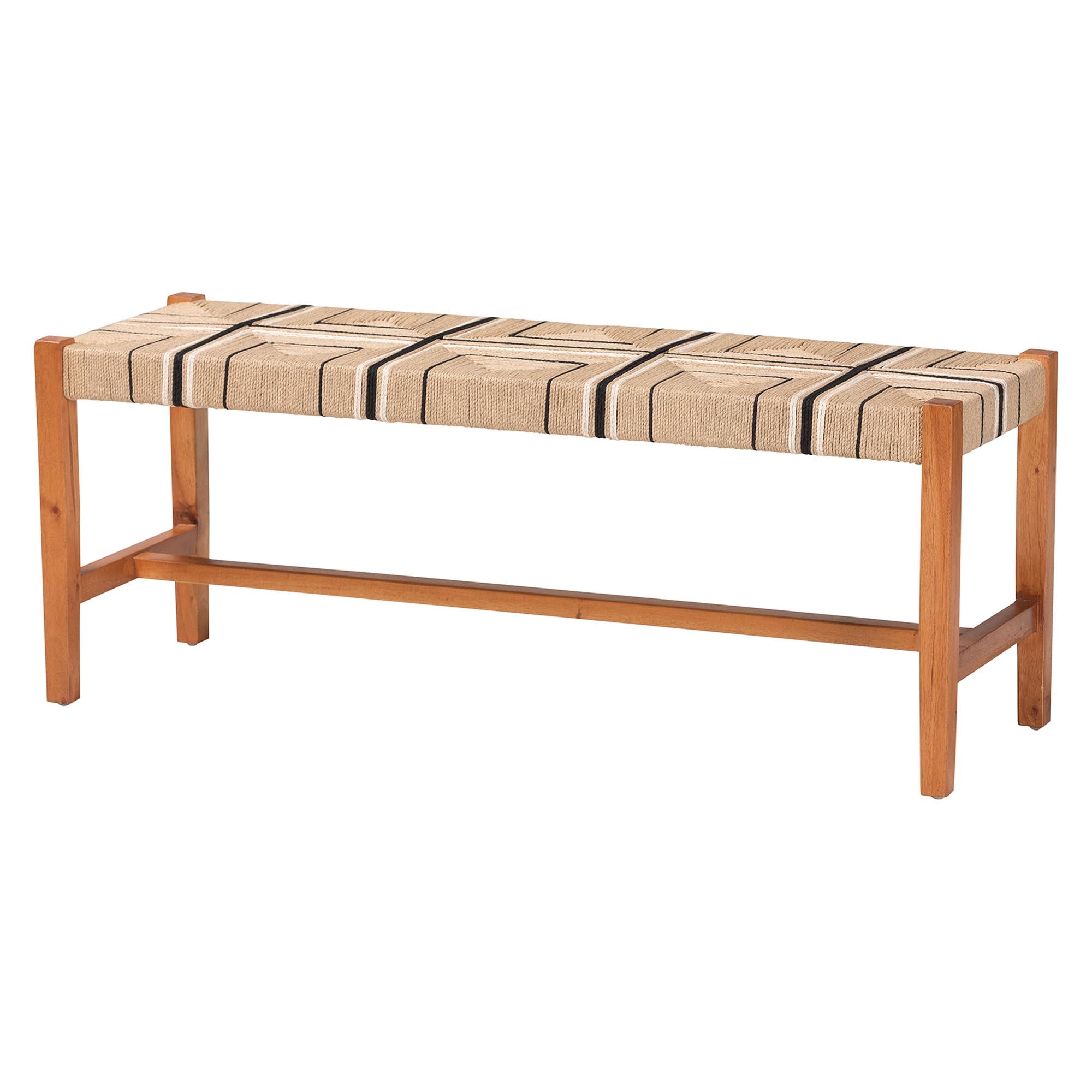 bali & pari Prita Bohemian Paper Loom and Natural Mahogany Wood Dining Bench
