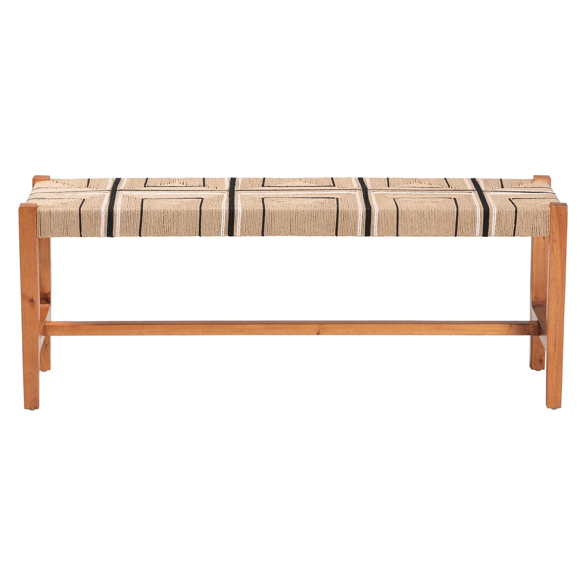 bali & pari Prita Bohemian Paper Loom and Natural Mahogany Wood Dining Bench