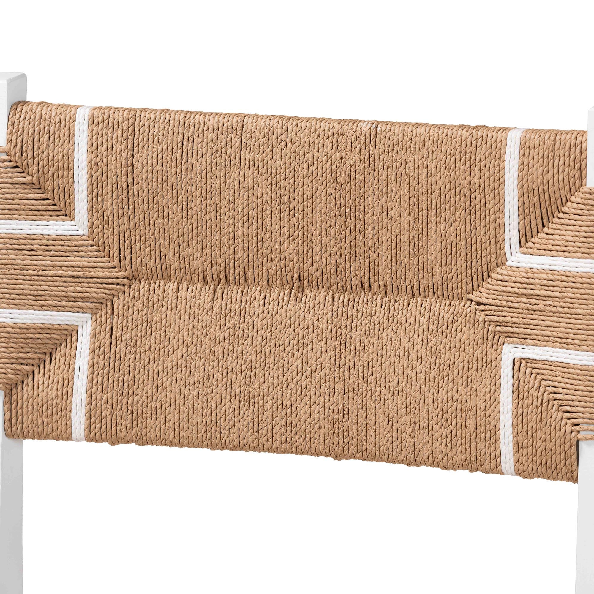 bali & pari Talli Bohemian Paper Loom and White Mahogany Wood 2-Piece Counter Stool Set