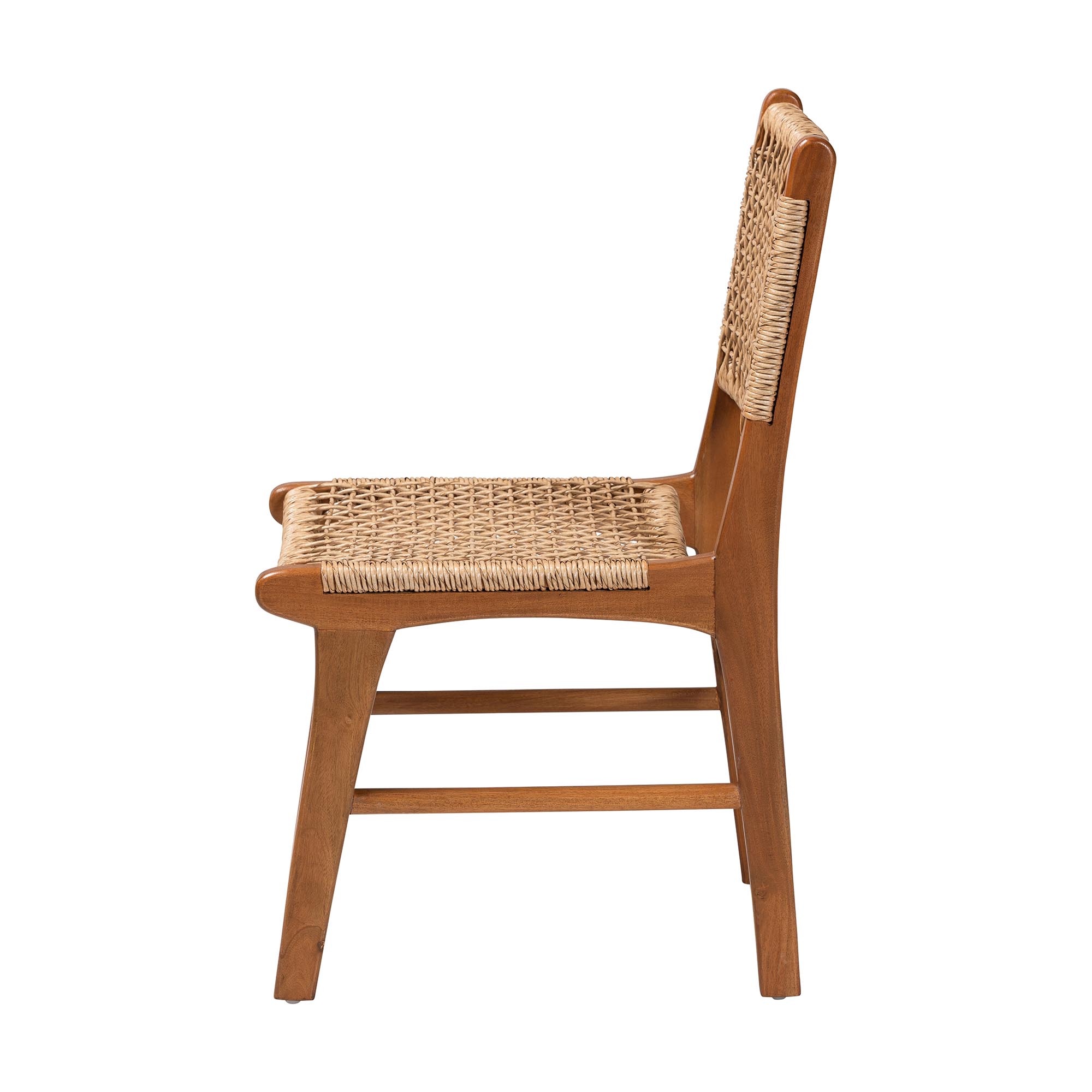 bali & pari Ariba Dining Chair with Mahogany Wood Frame and Viro Fiber Weaving, Rustic Boho Accent Chair for Dining Room or Kitchen