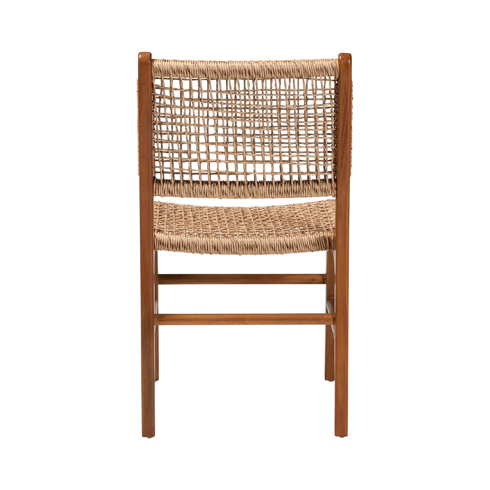 bali & pari Ariba Dining Chair with Mahogany Wood Frame and Viro Fiber Weaving, Rustic Boho Accent Chair for Dining Room or Kitchen